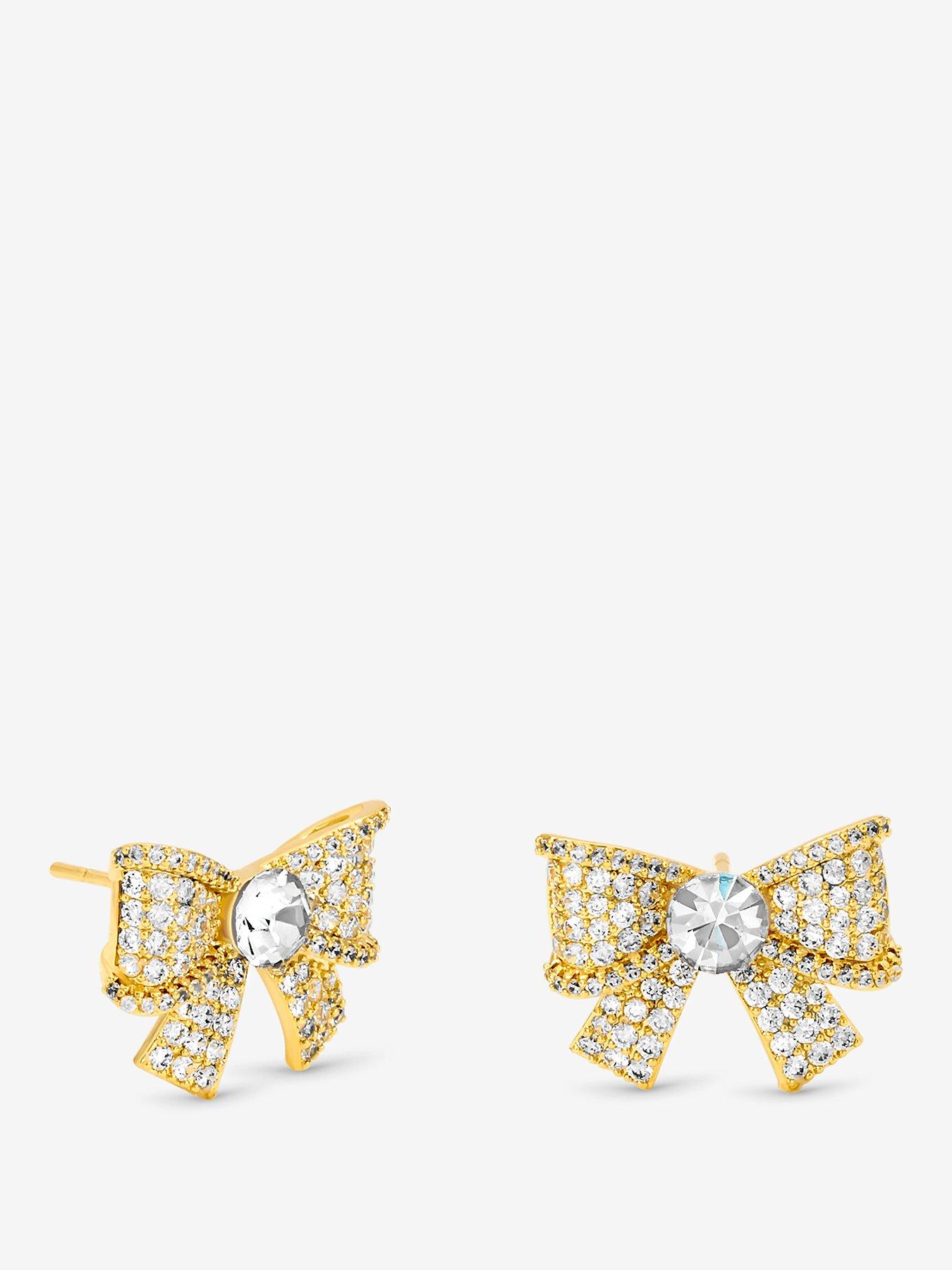Jon Richard Jon Richard Gold Plated and Pave Bow Studs
