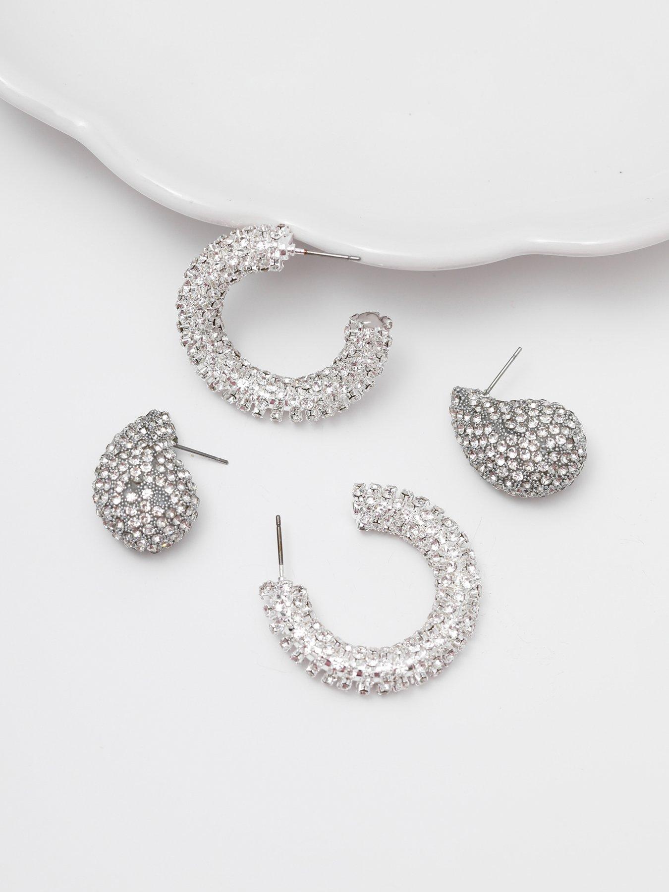 mood-silver-crystal-dome-stud-earringsnbspnbspdetail