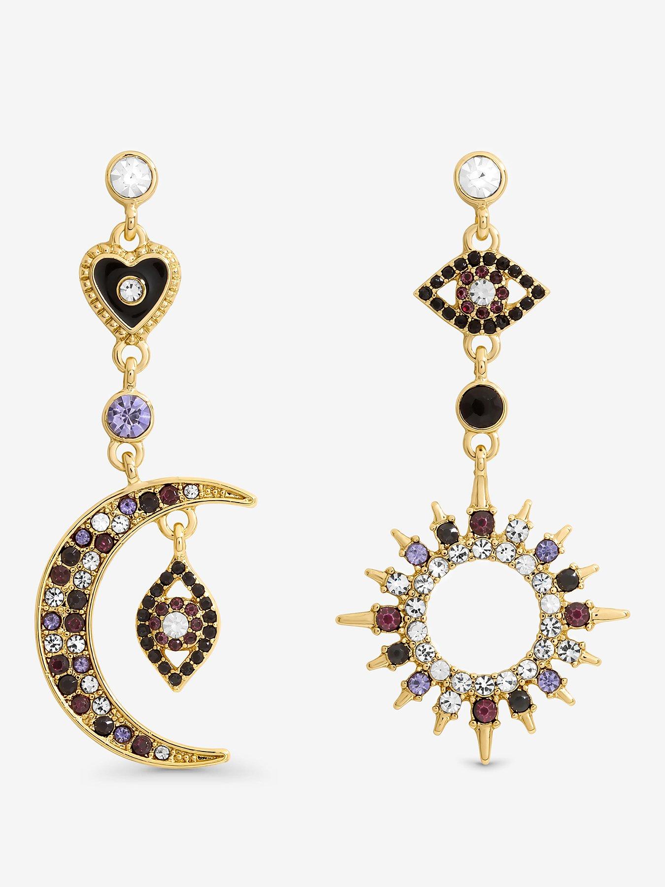 mood-gold-amp-multi-colour-crystal-mismatch-celestial-earringsnbspfront