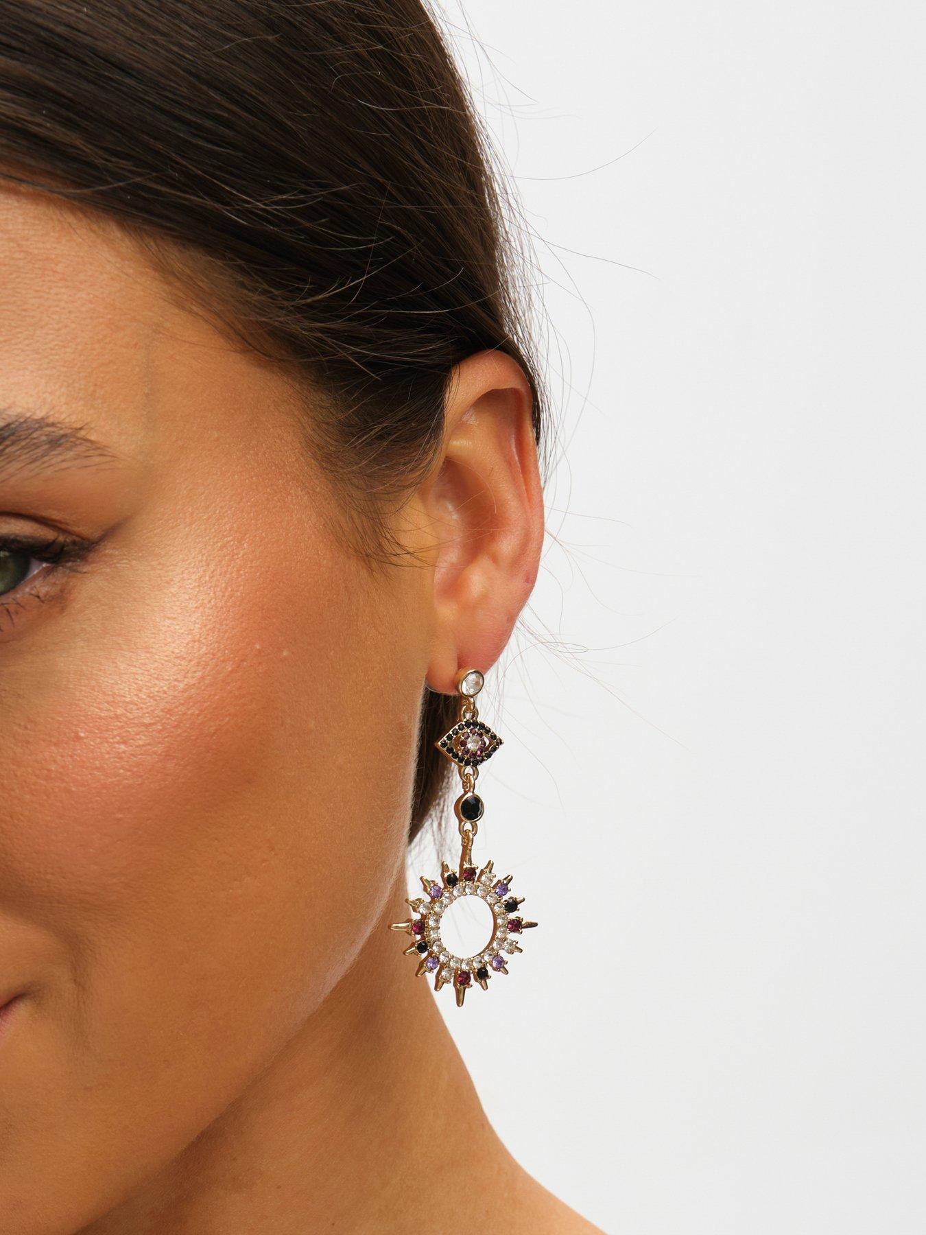 mood-gold-amp-multi-colour-crystal-mismatch-celestial-earringsnbspstillFront