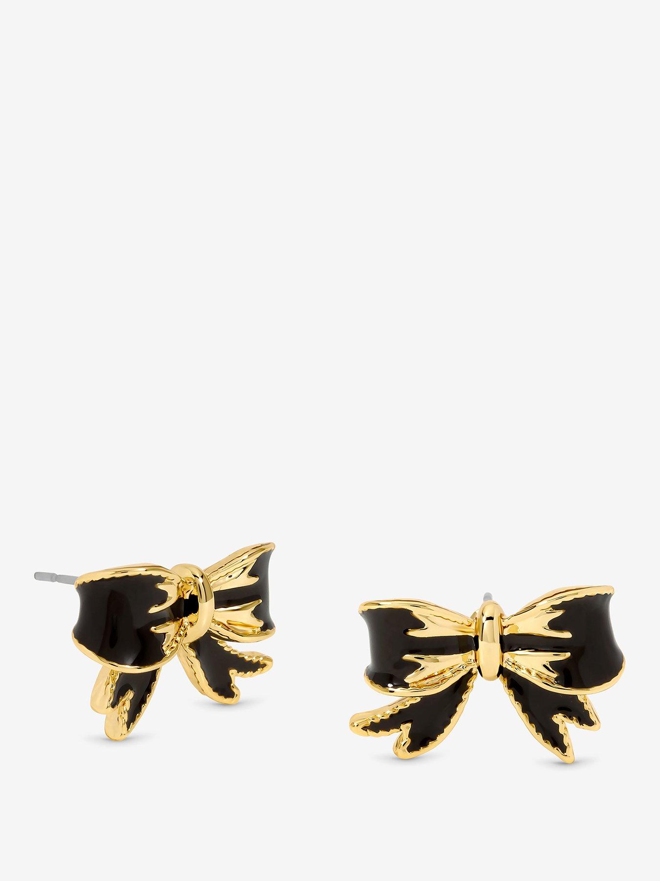 Jon Richard Jon Richard Gold Plated and Jet Bow Earrings
