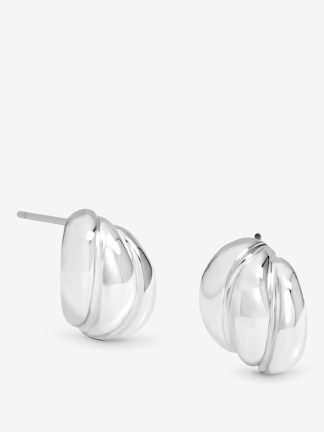 Image 1 of 3 of Jon Richard Silver Plated Mini Ribbed Stud Earrings