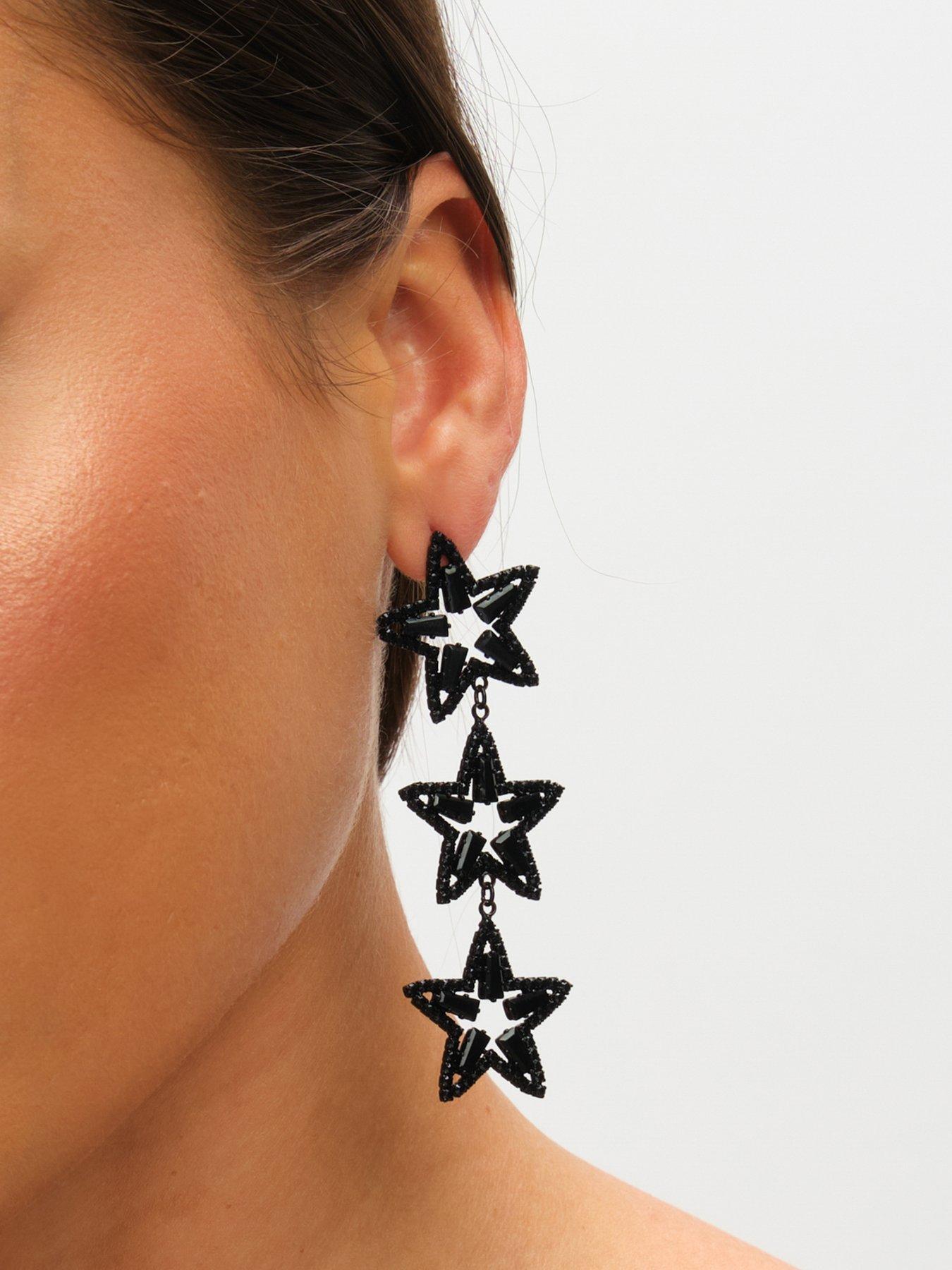 mood-jet-crystal-triple-star-statement-drop-earringsstillFront