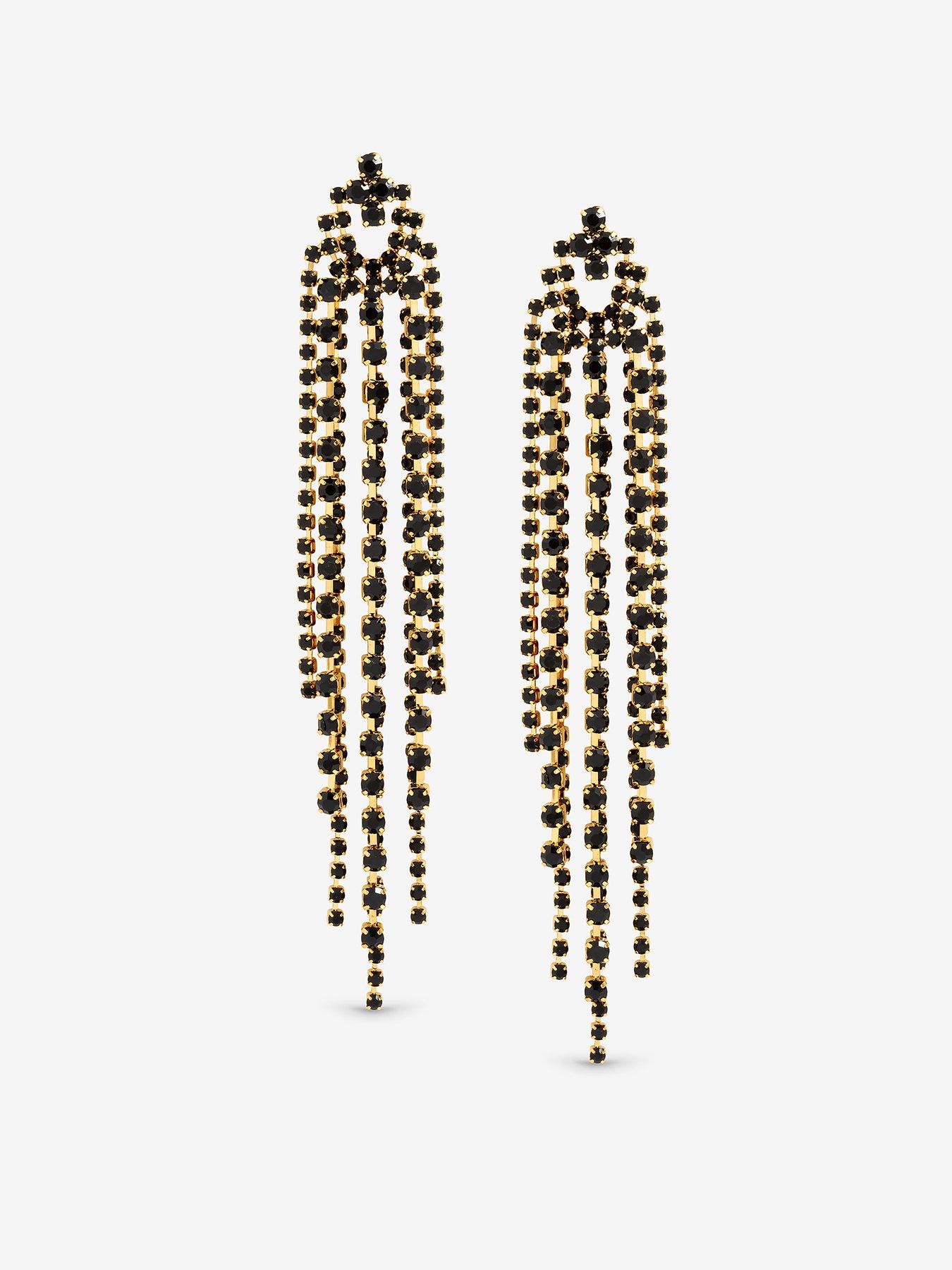 mood-jet-crystal-multi-strand-long-statement-drop-earringsfront