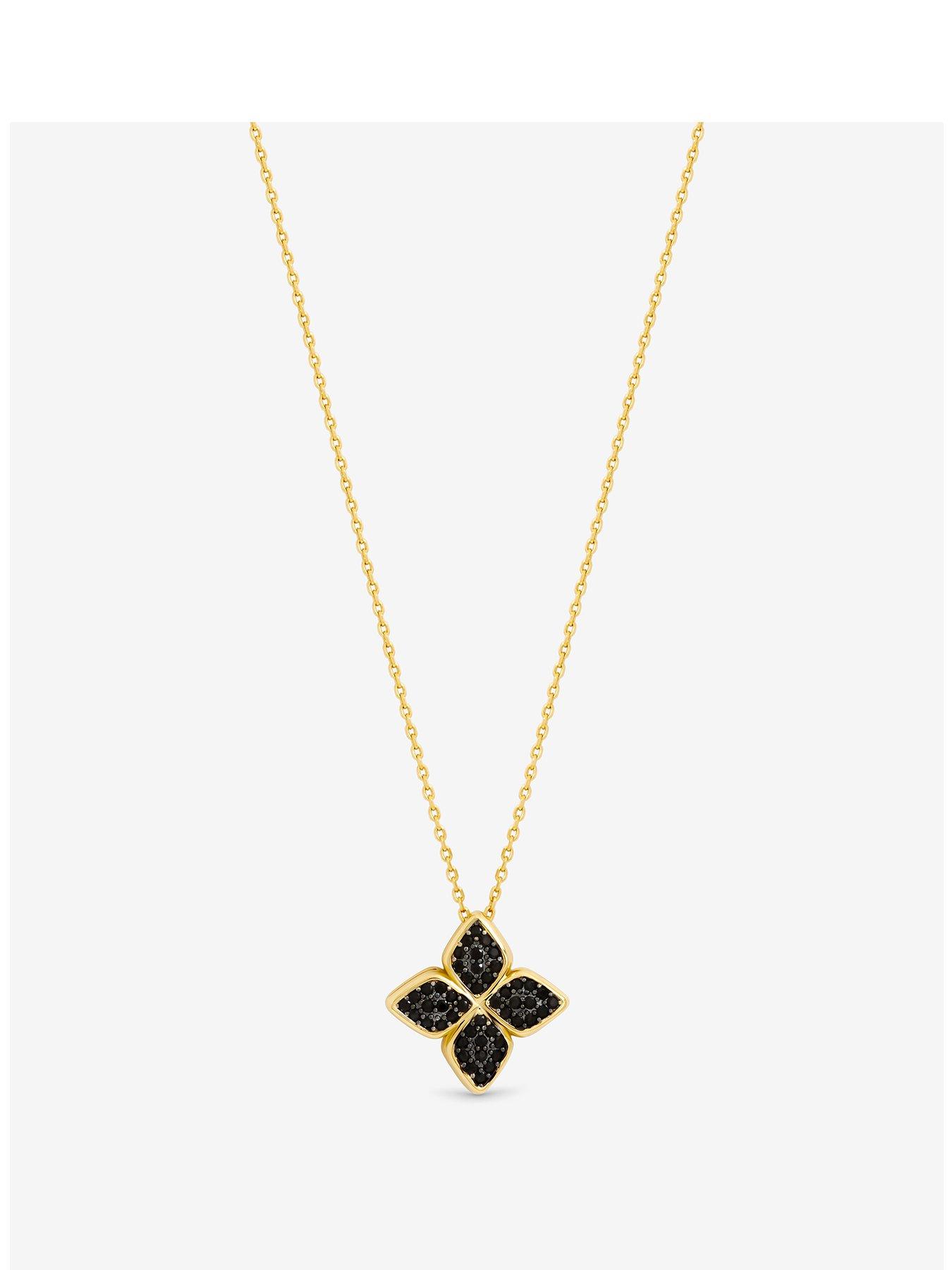 jon-richard-14k-gold-plated-and-jet-druzy-stone-clover-pendant