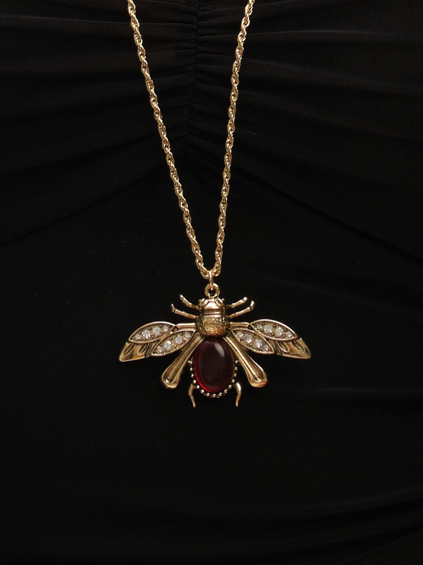 mood-gold-twisted-rope-insect-long-pendantstillFront