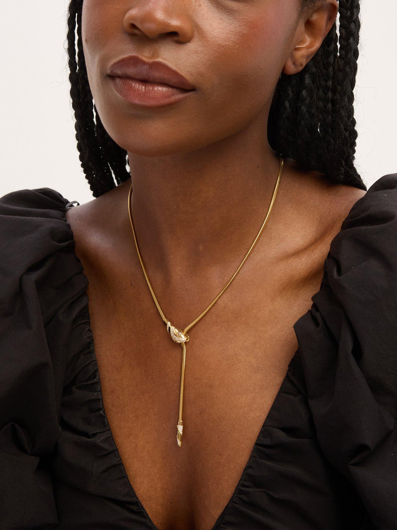 Image 2 of 6 of Inicio Inicio 14K Gold Plated and Crystal Snake Necklace