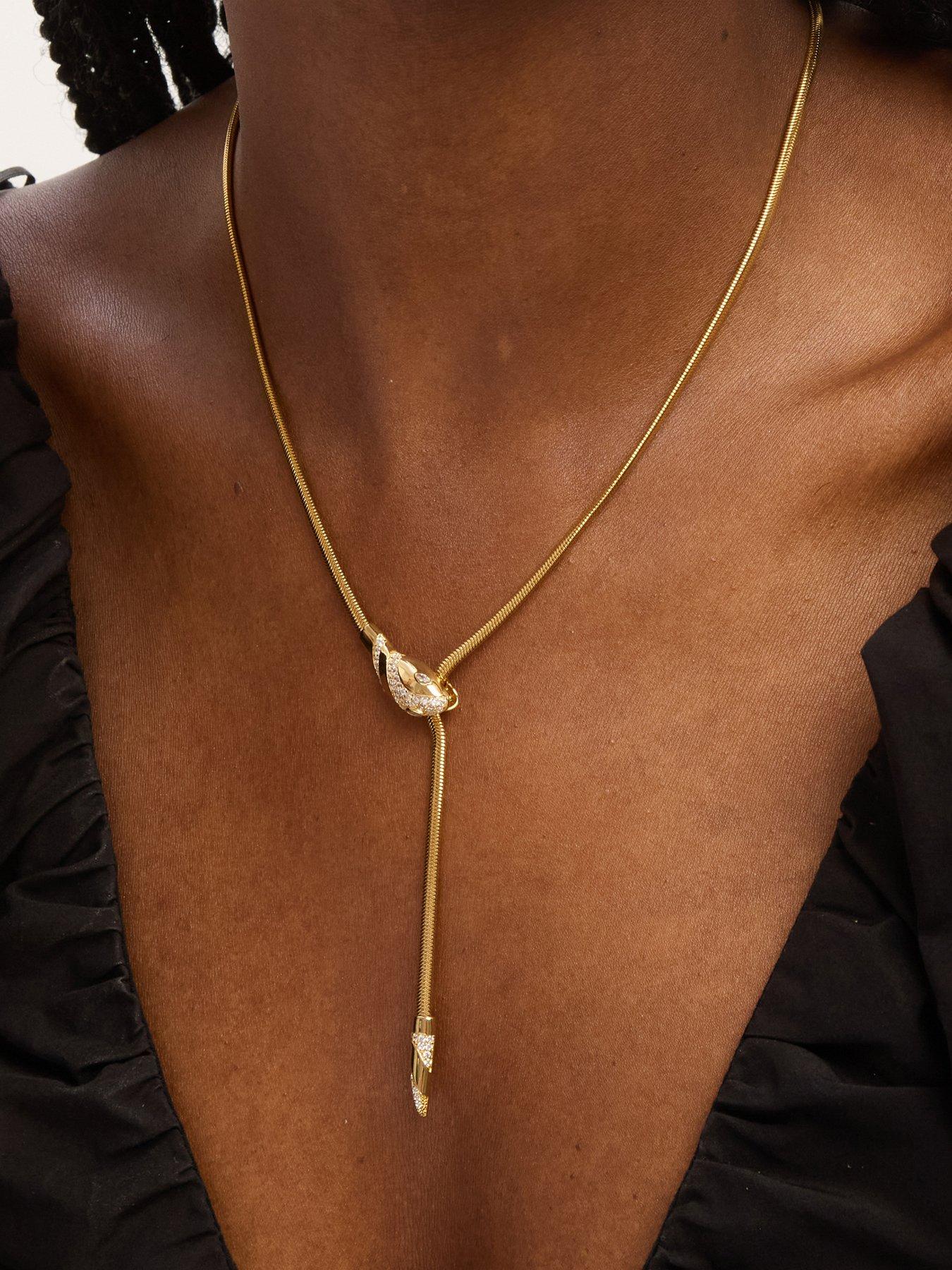 Image 4 of 6 of Inicio Inicio 14K Gold Plated and Crystal Snake Necklace