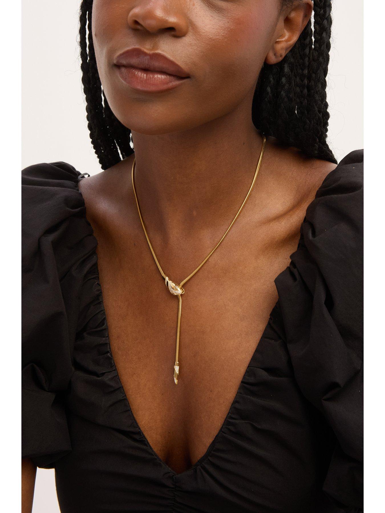 Image 5 of 6 of Inicio Inicio 14K Gold Plated and Crystal Snake Necklace