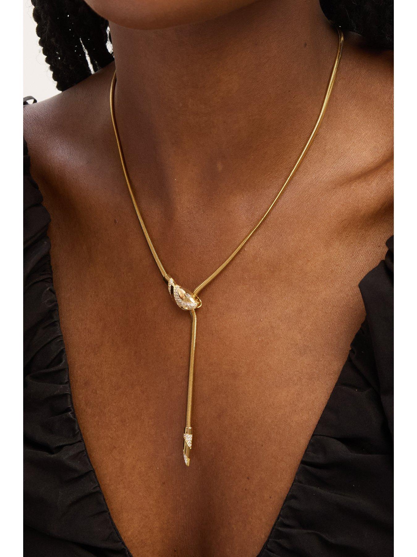 Image 6 of 6 of Inicio Inicio 14K Gold Plated and Crystal Snake Necklace