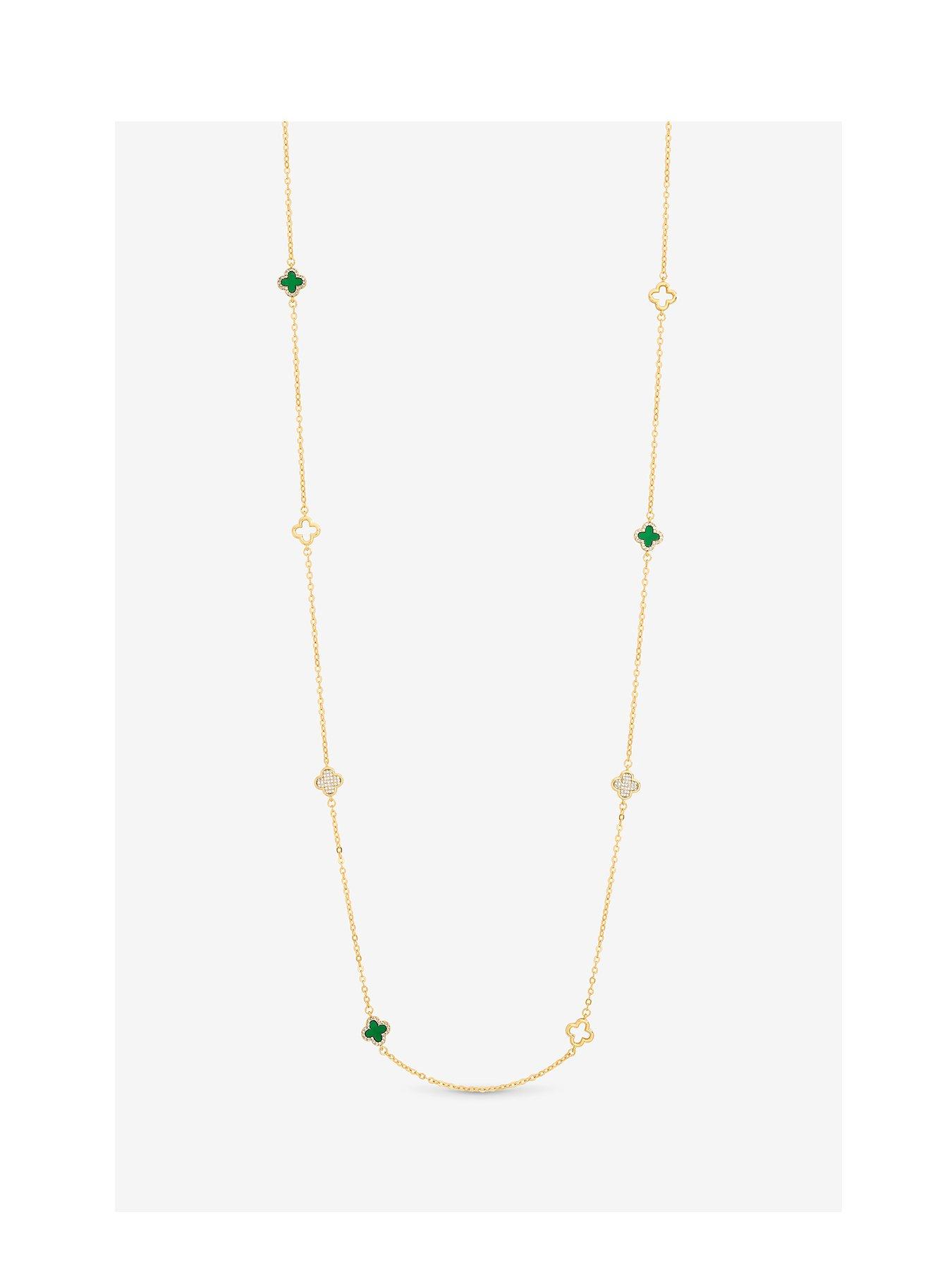 jon-richard-jon-richard-gold-plated-malachite-clover-station-rope-necklace