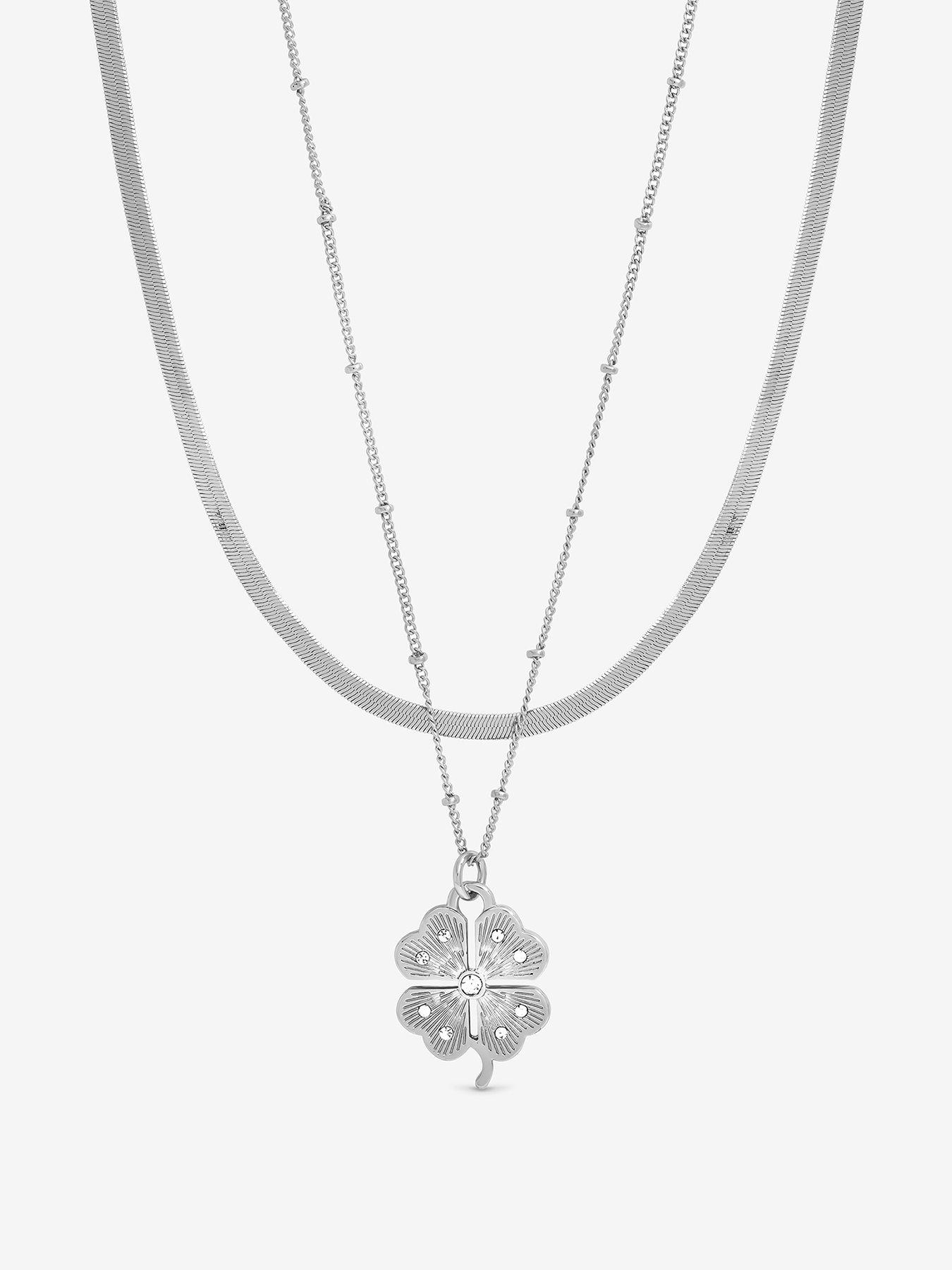 mood-silver-polished-amp-crystal-clover-double-row-pendantfront