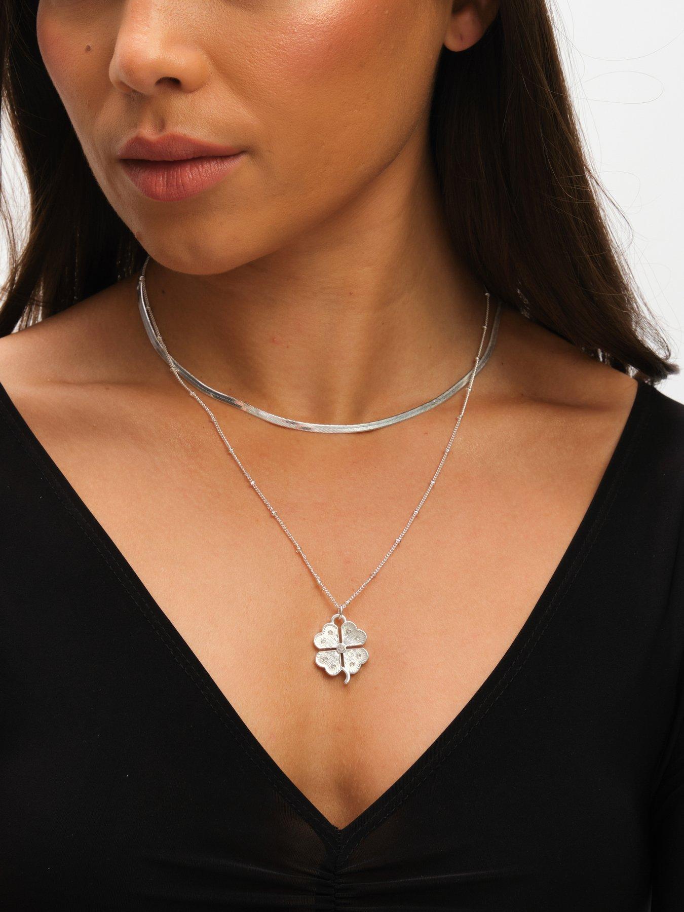 mood-silver-polished-amp-crystal-clover-double-row-pendantstillFront