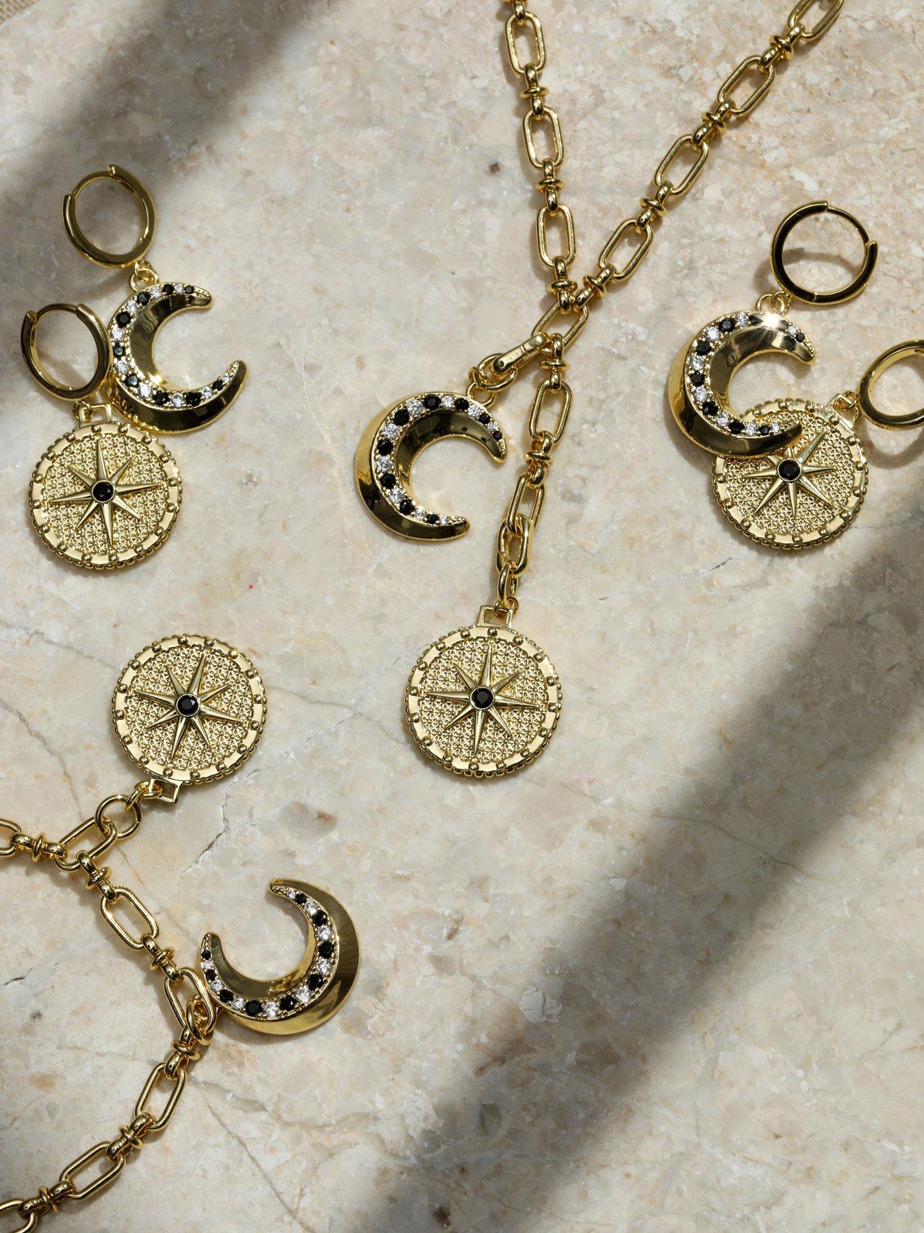 Image 4 of 4 of Inicio 14K Gold Plated Celestial Multi&nbsp;Charm Drop&nbsp;Pendant &nbsp;
