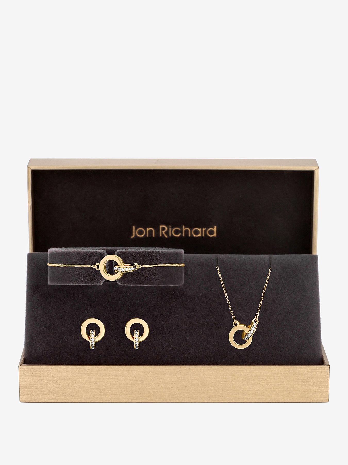 Image 1 of 5 of Jon Richard Jon Richard Gold Plated and Crystal Circle Link Trio Set - Gift Box