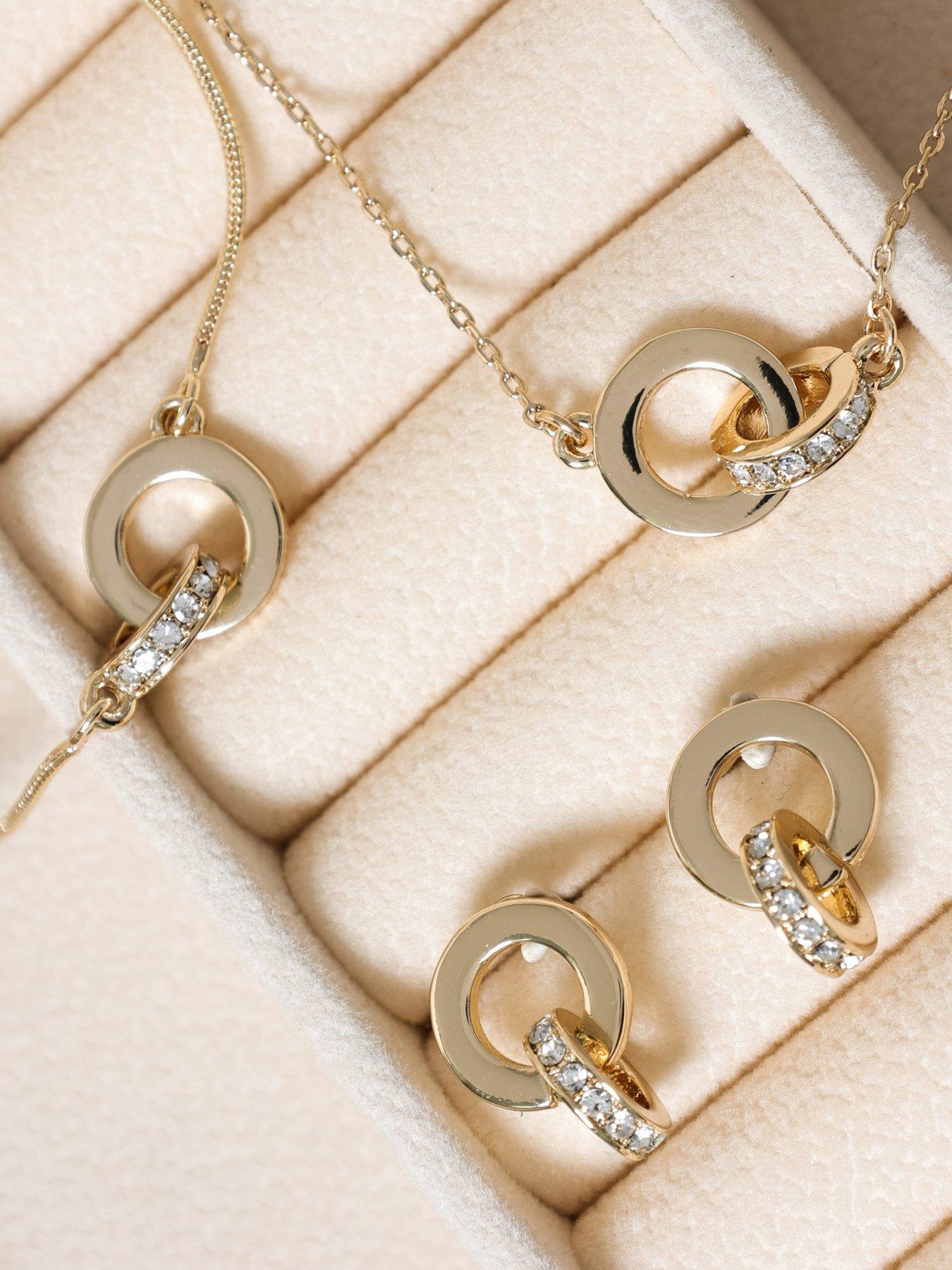 Image 5 of 5 of Jon Richard Jon Richard Gold Plated and Crystal Circle Link Trio Set - Gift Box