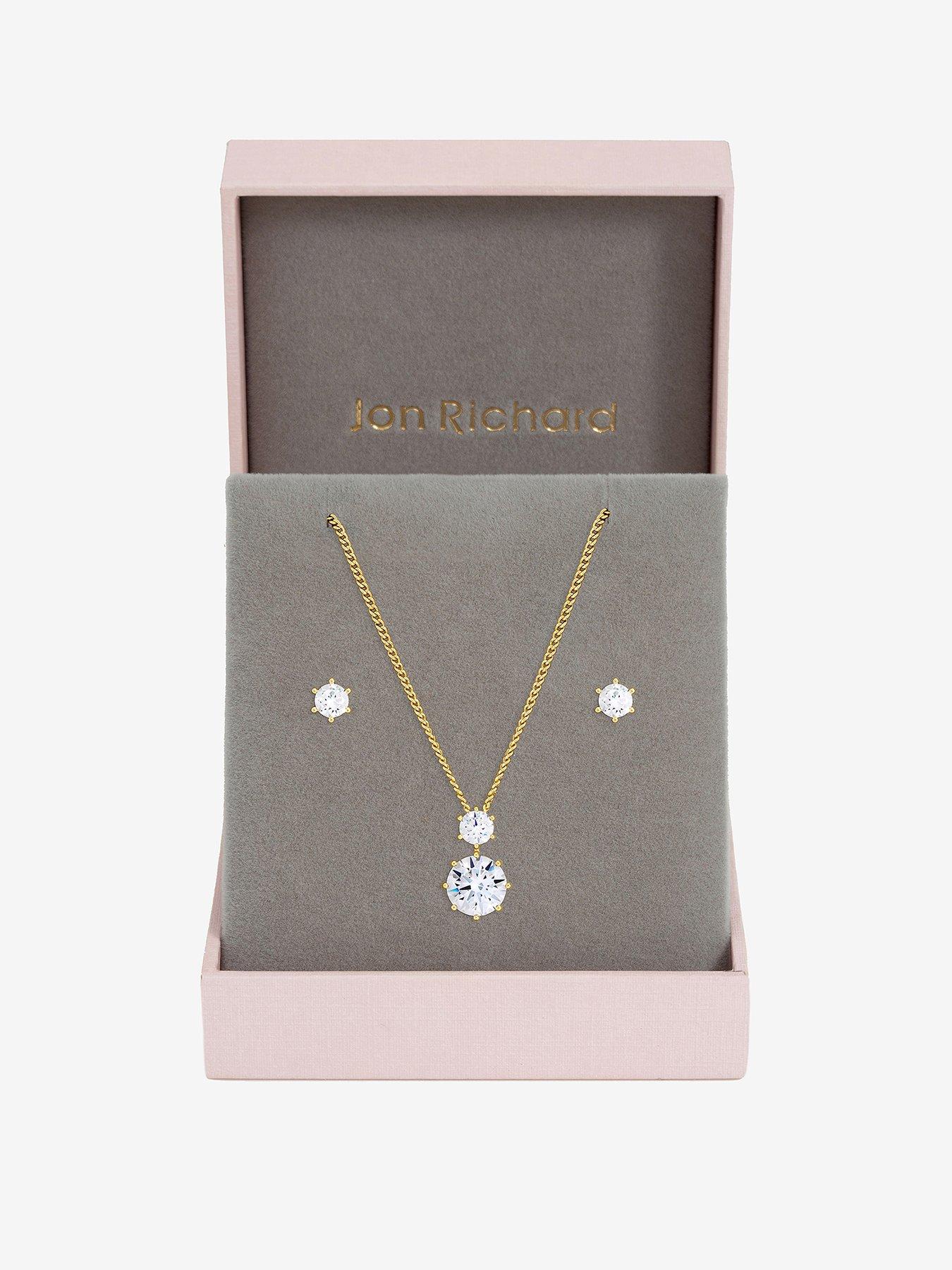 Jon Richard Gold Plated and Cubic Zirconia Round Drop Box Set - Gift Box