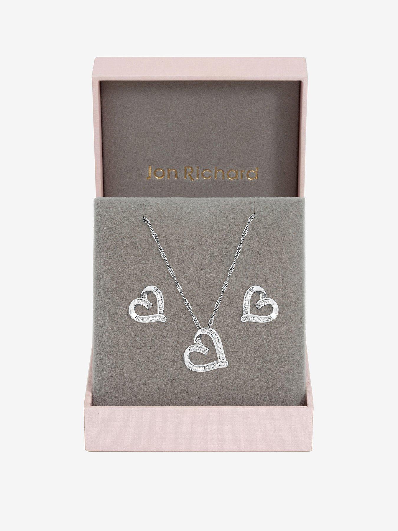 Jon Richard Jon Richard Rhodium Plated and Pave Twist Heart Box Set