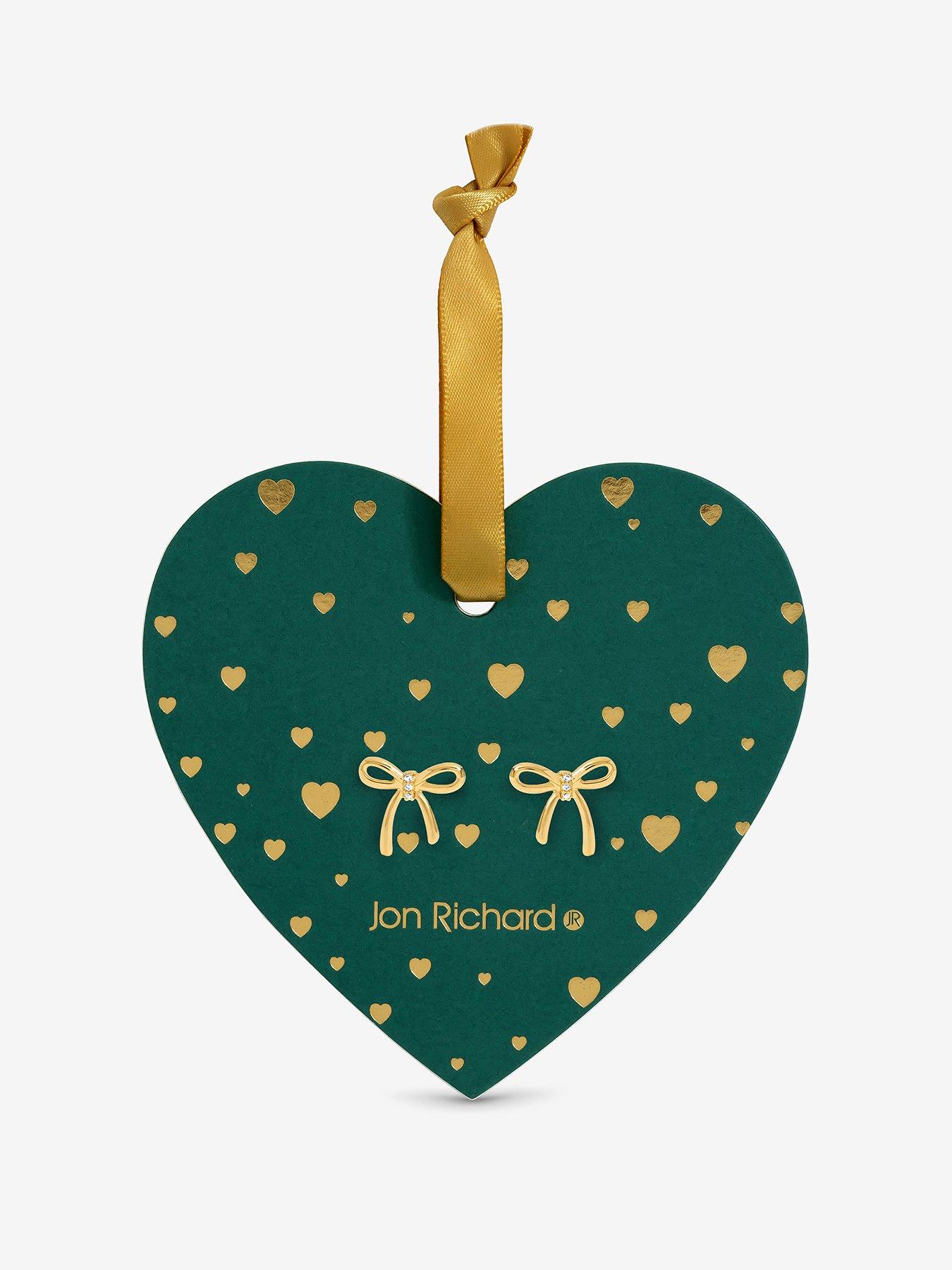 Jon Richard Jon Richard 18K Gold Plated Bow Earrings - Hanging Heart