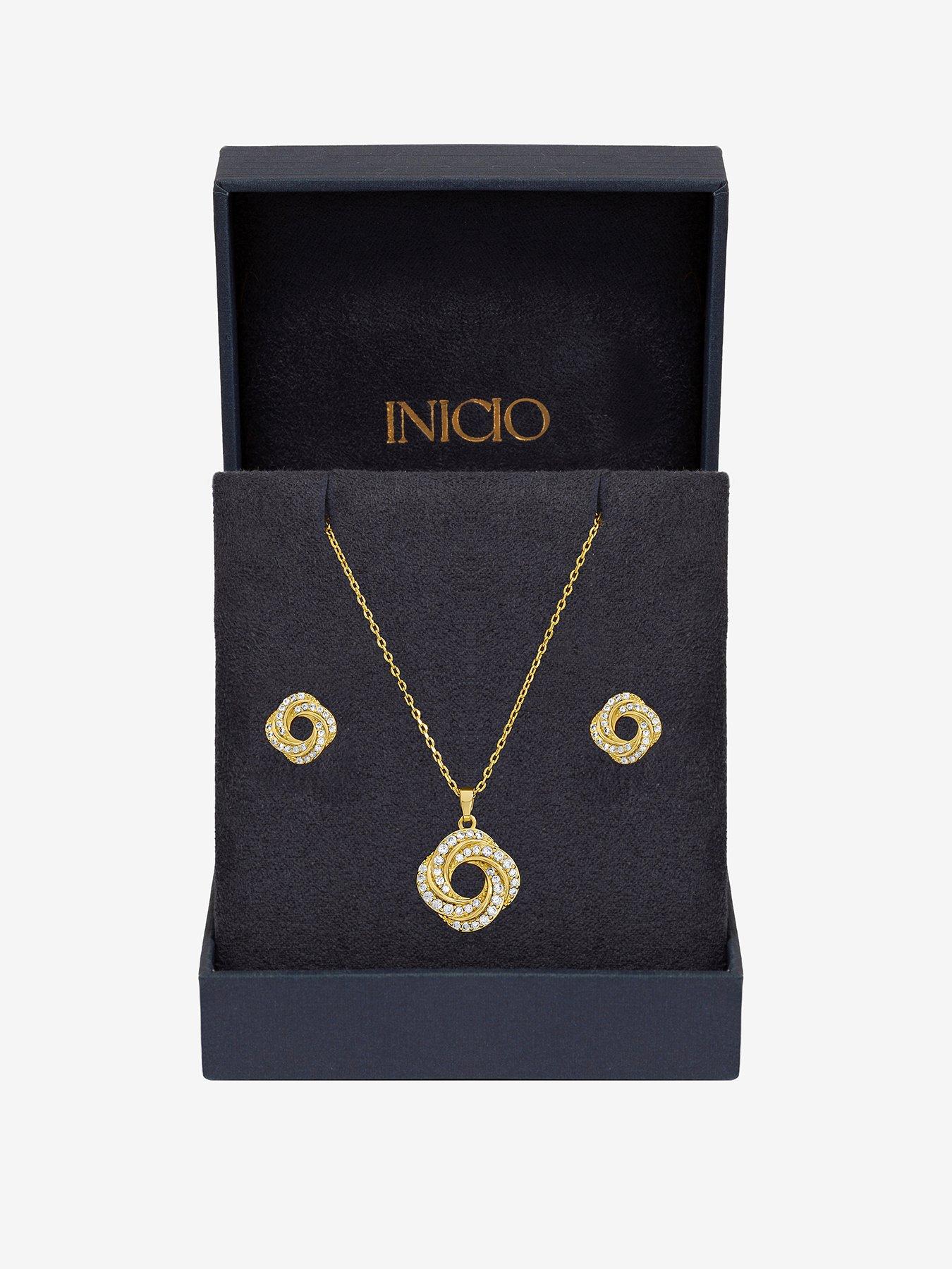 Inicio 14K Gold Plated and Cubic Zirconia Open Knot Set - Gift Box
