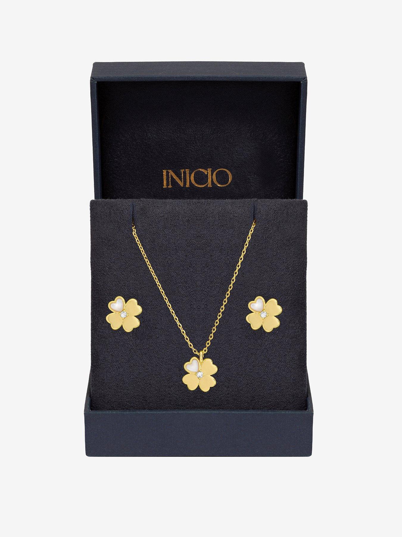 inicio-14k-gold-plated-and-cubic-zirconia-clover-set-gift-box
