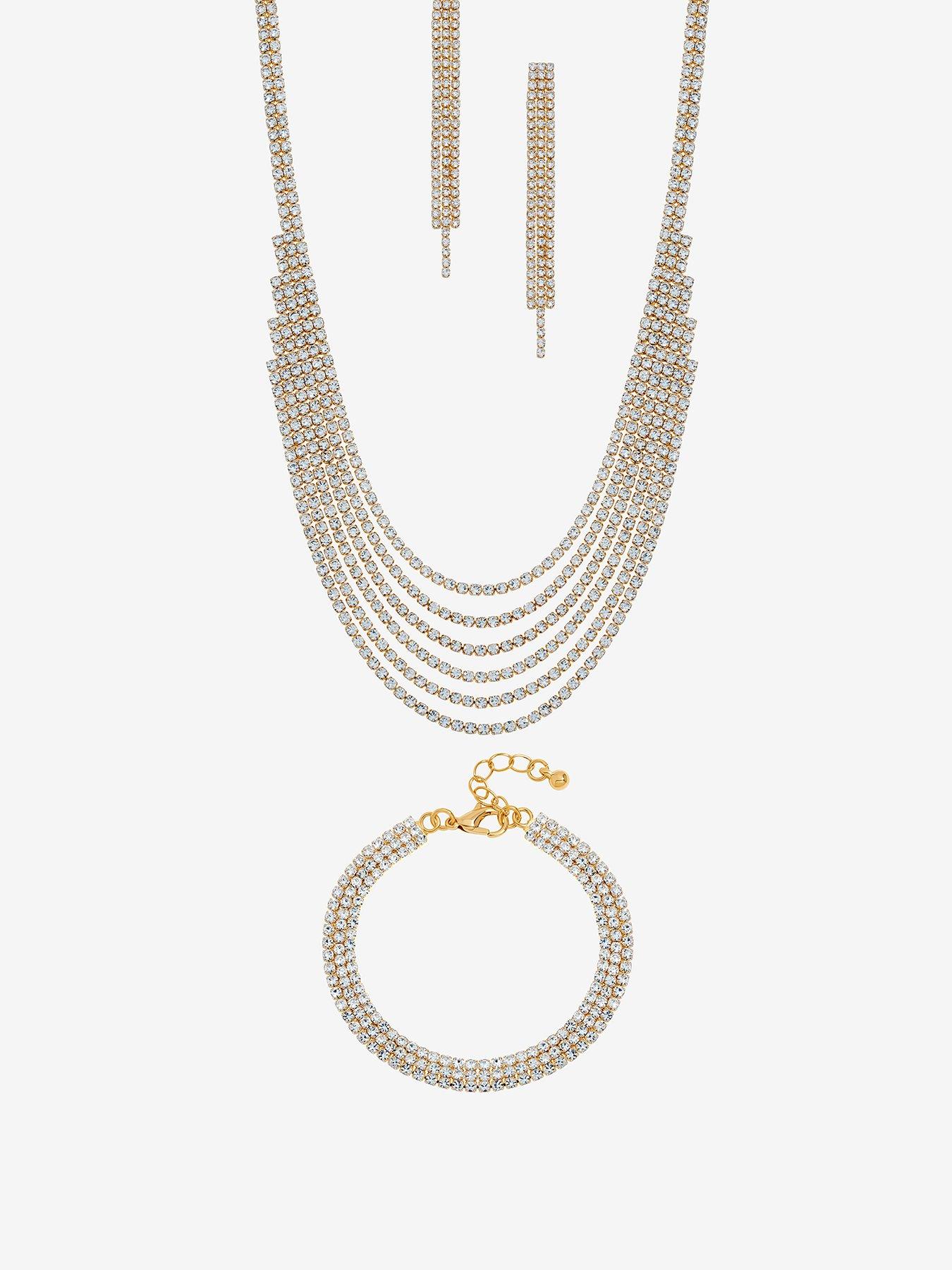 Image 1 of 1 of Mood Mood Gold Crystal Multirow Three Piece Set
