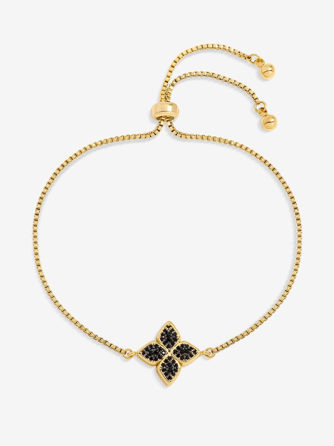 jon-richard-14k-gold-plated-and-jet-druzy-stone-clover-bracelet