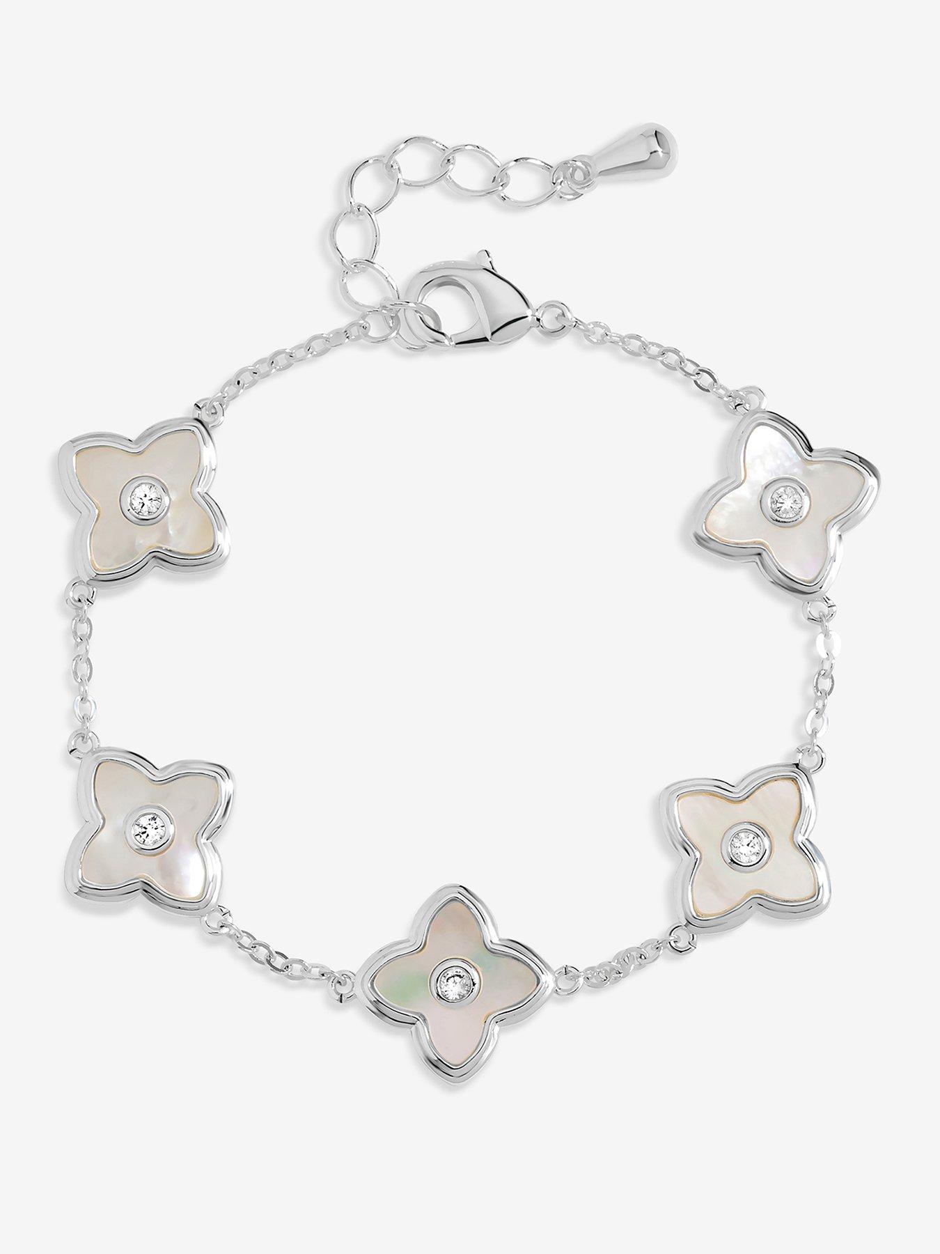 Jon Richard Silver Plated and Mother of Pearl Clover Bracelet