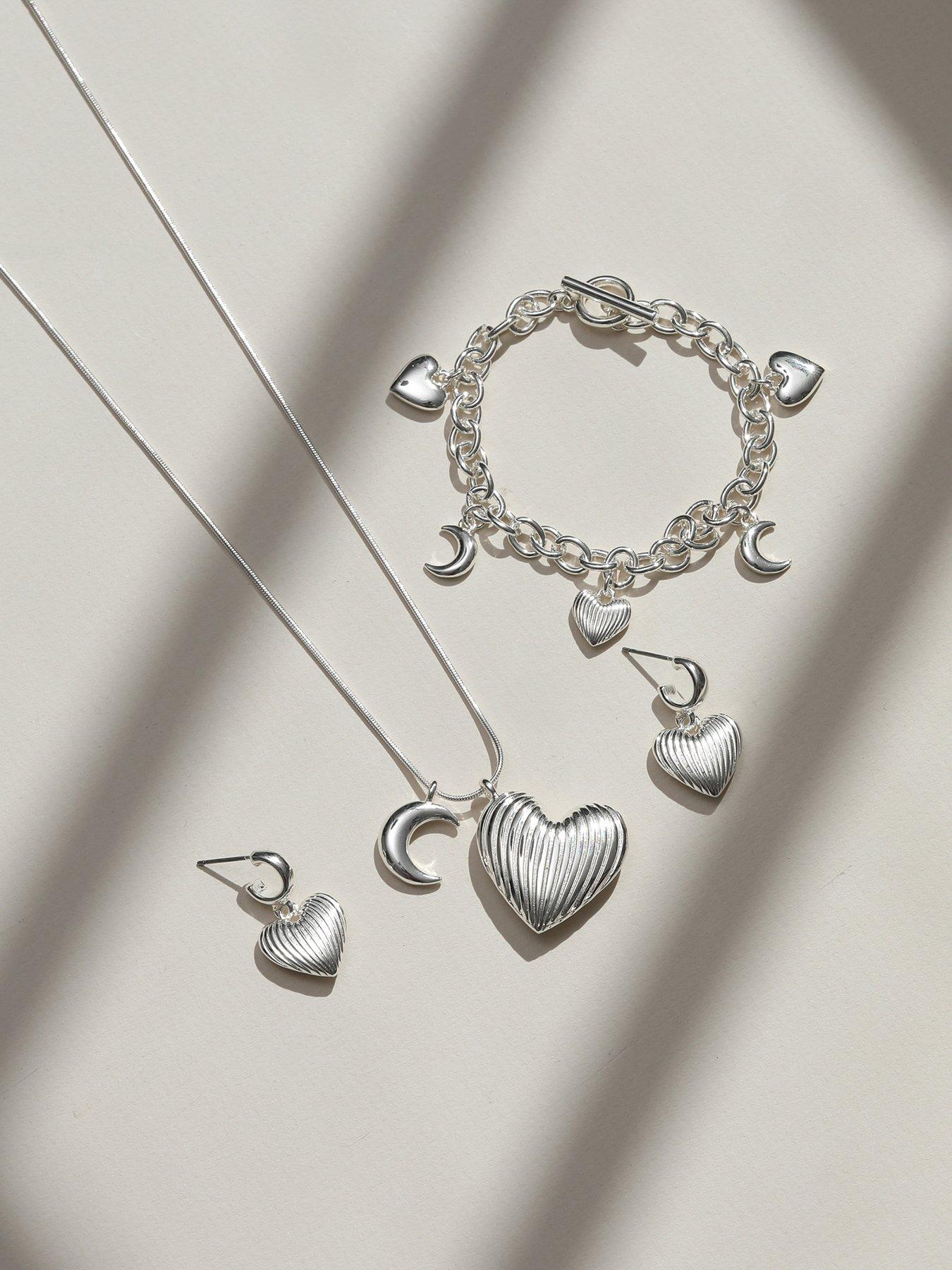 mood-silver-ridged-heart-amp-moon-charm-braceletstillFront