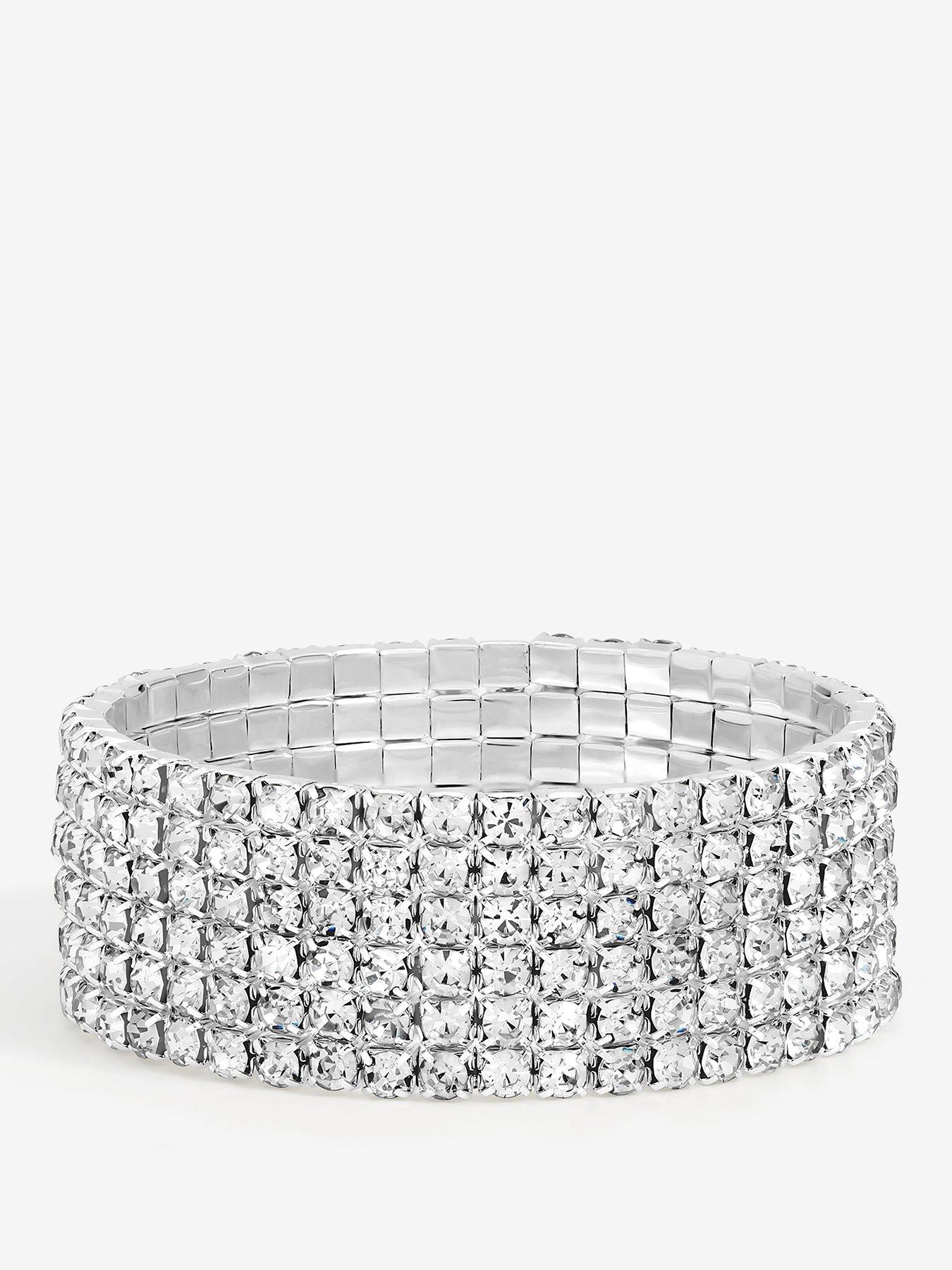 mood-silver-crystal-multi-row-stretch-cufffront