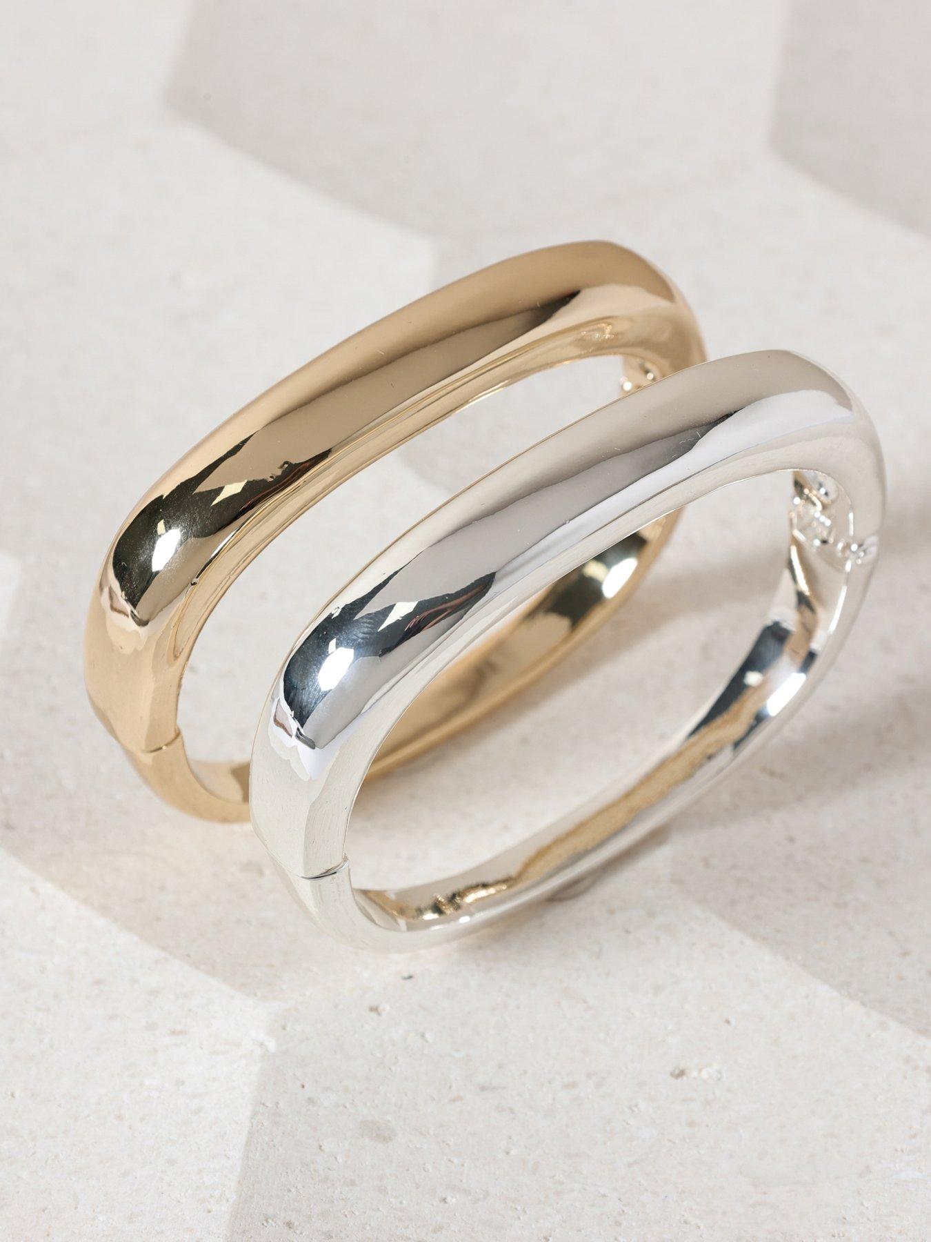 Image 3 of 3 of Jon Richard Gold Plated Polished Rectangular Bangle