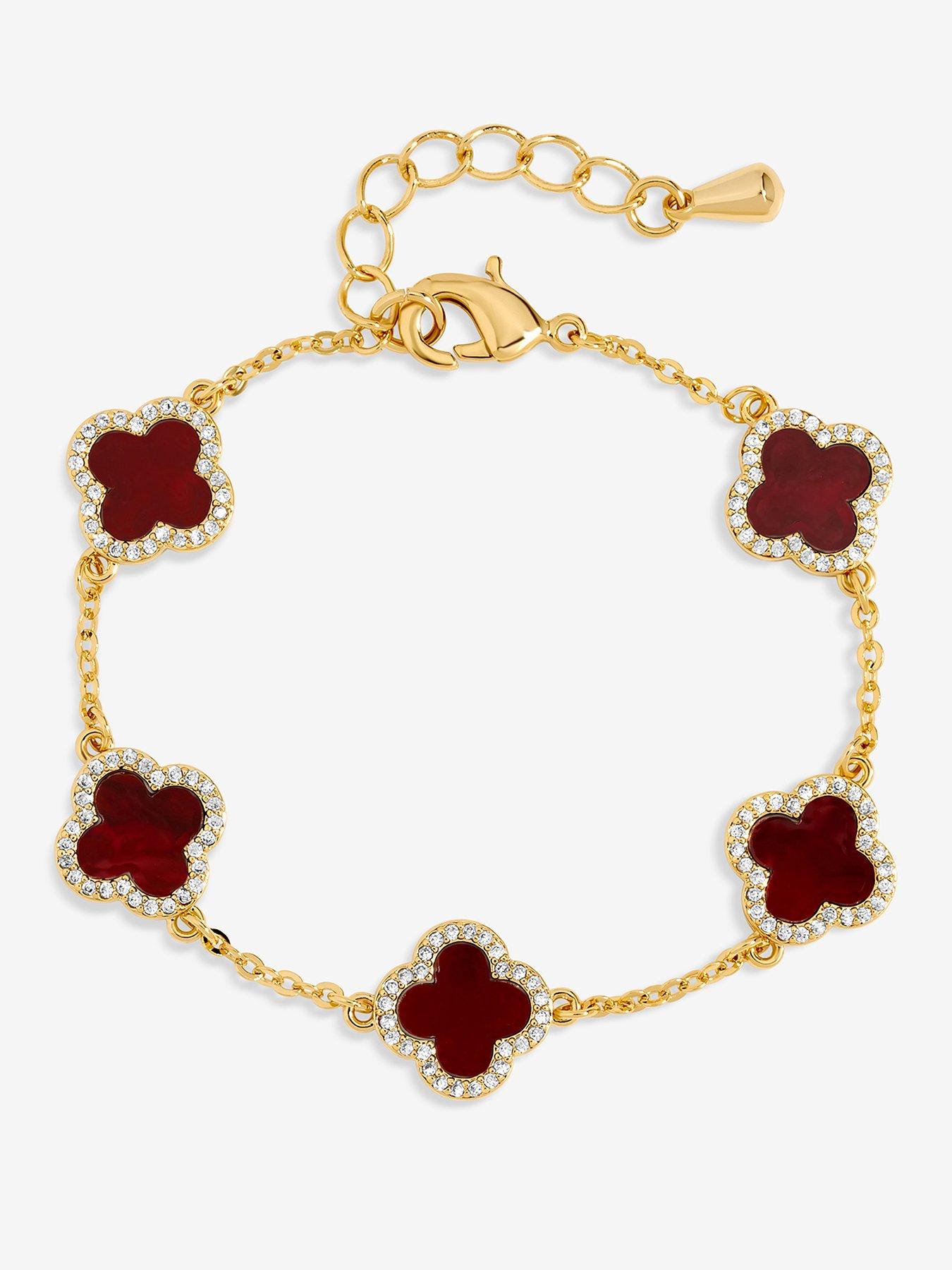Jon Richard Jon Richard Gold Plated Carnelian Clover Bracelet