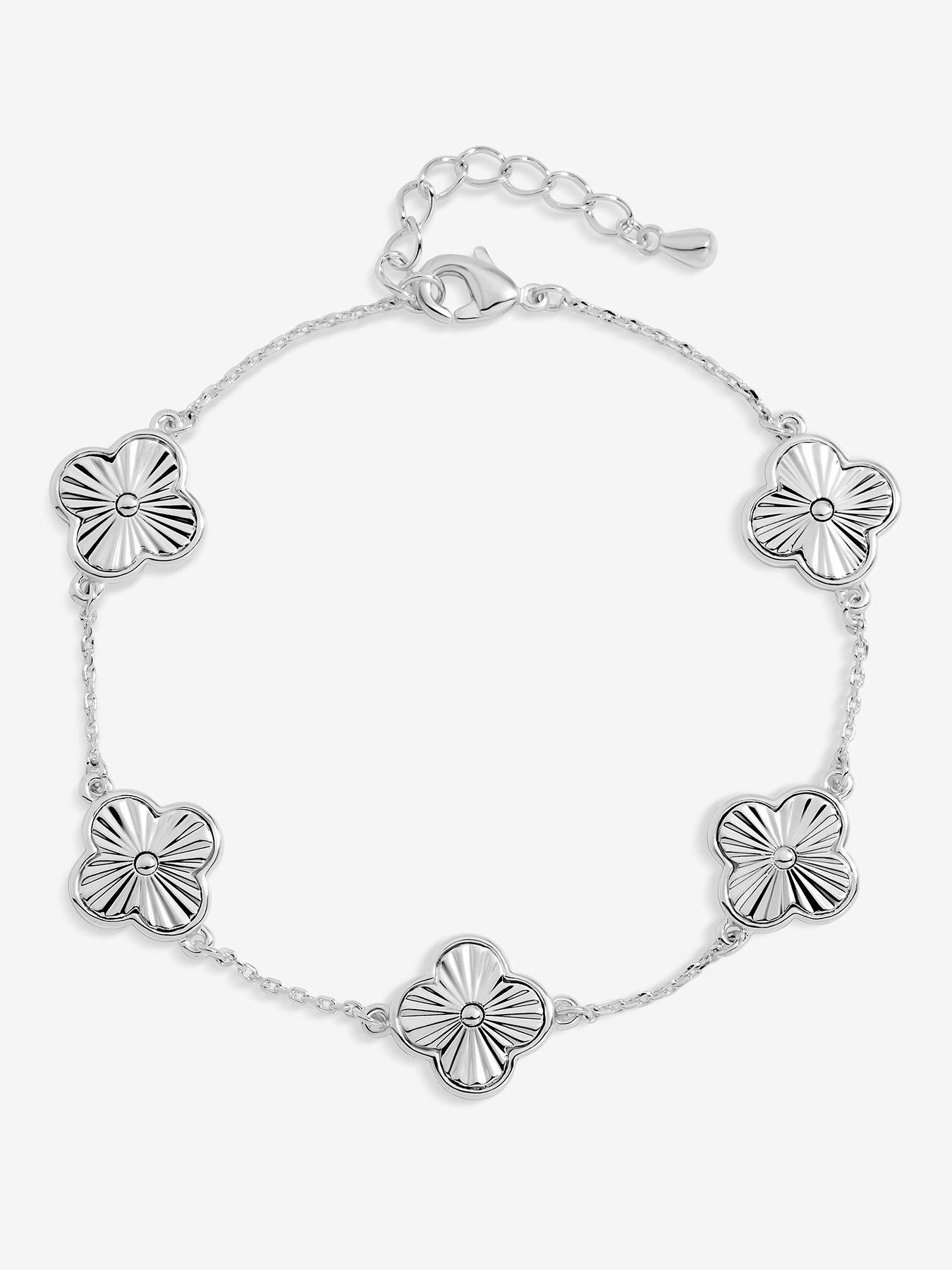 jon-richard-silver-plated-diamond-cut-clover-bracelet