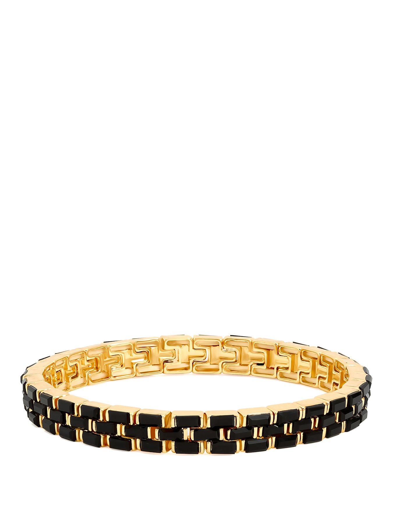 Image 1 of 2 of Jon Richard Gold Plated and Jet Crystal Chain Stretch Bracelet