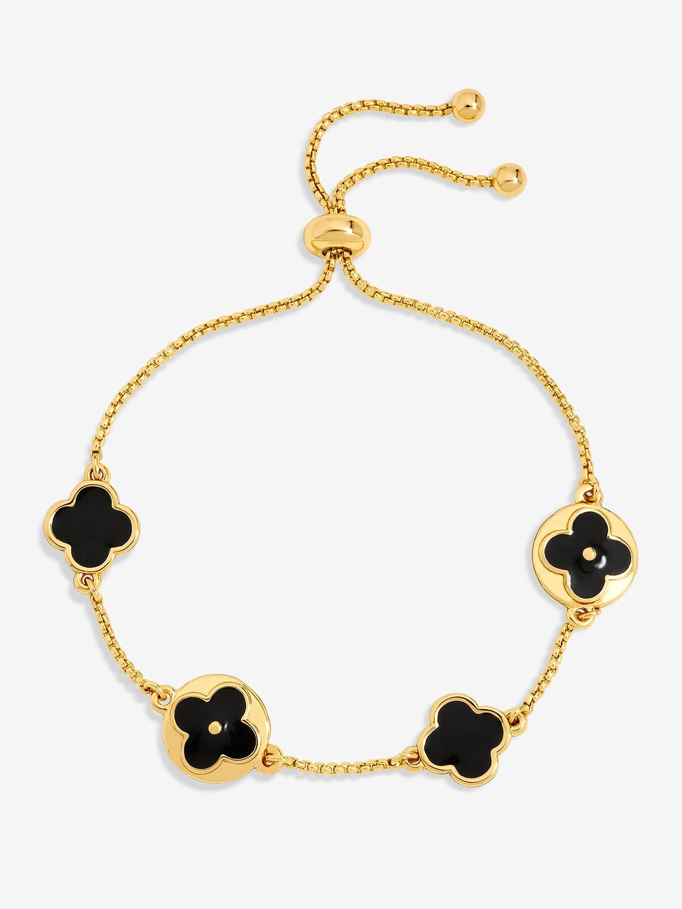Image 1 of 2 of Mood Gold &amp; Jet Clover Toggle Bracelet