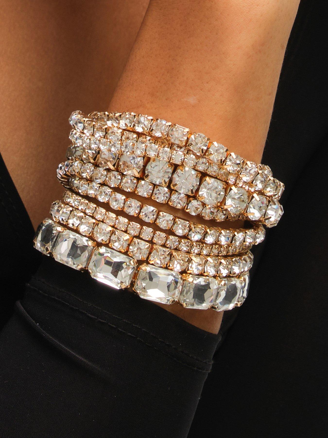 Image 3 of 3 of Mood Mood Gold Crystal Multipack Stretch Bracelets - Pack of 7