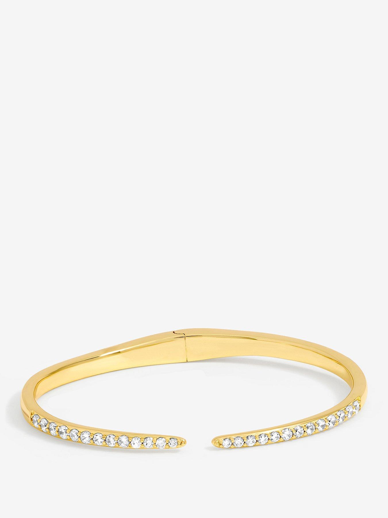 Image 1 of 3 of Inicio 14K Gold Plated and Crystal Open Bangle