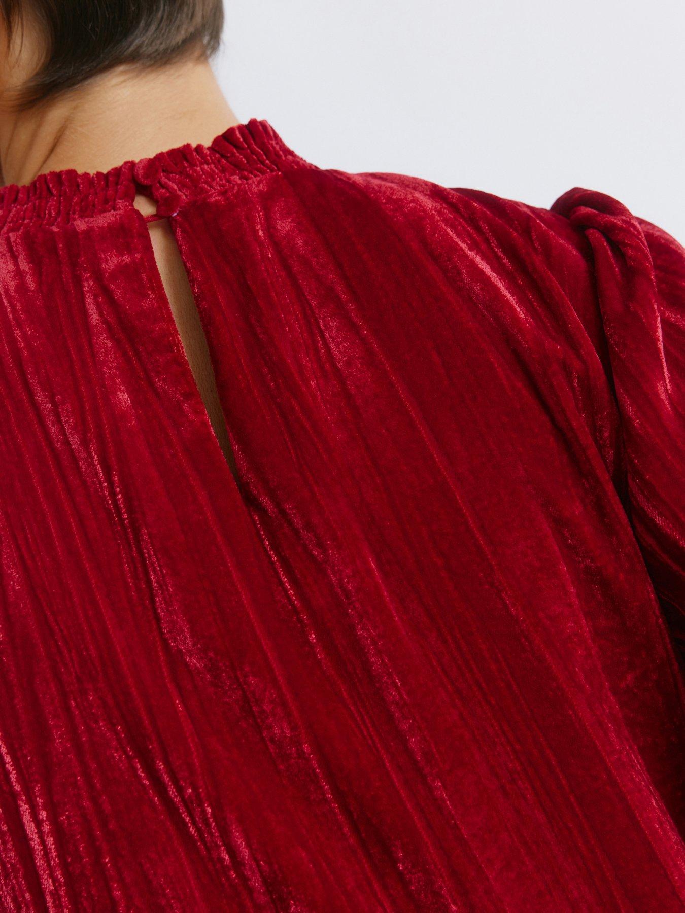 albaray-crushed-velvet-short-dress-reddetail