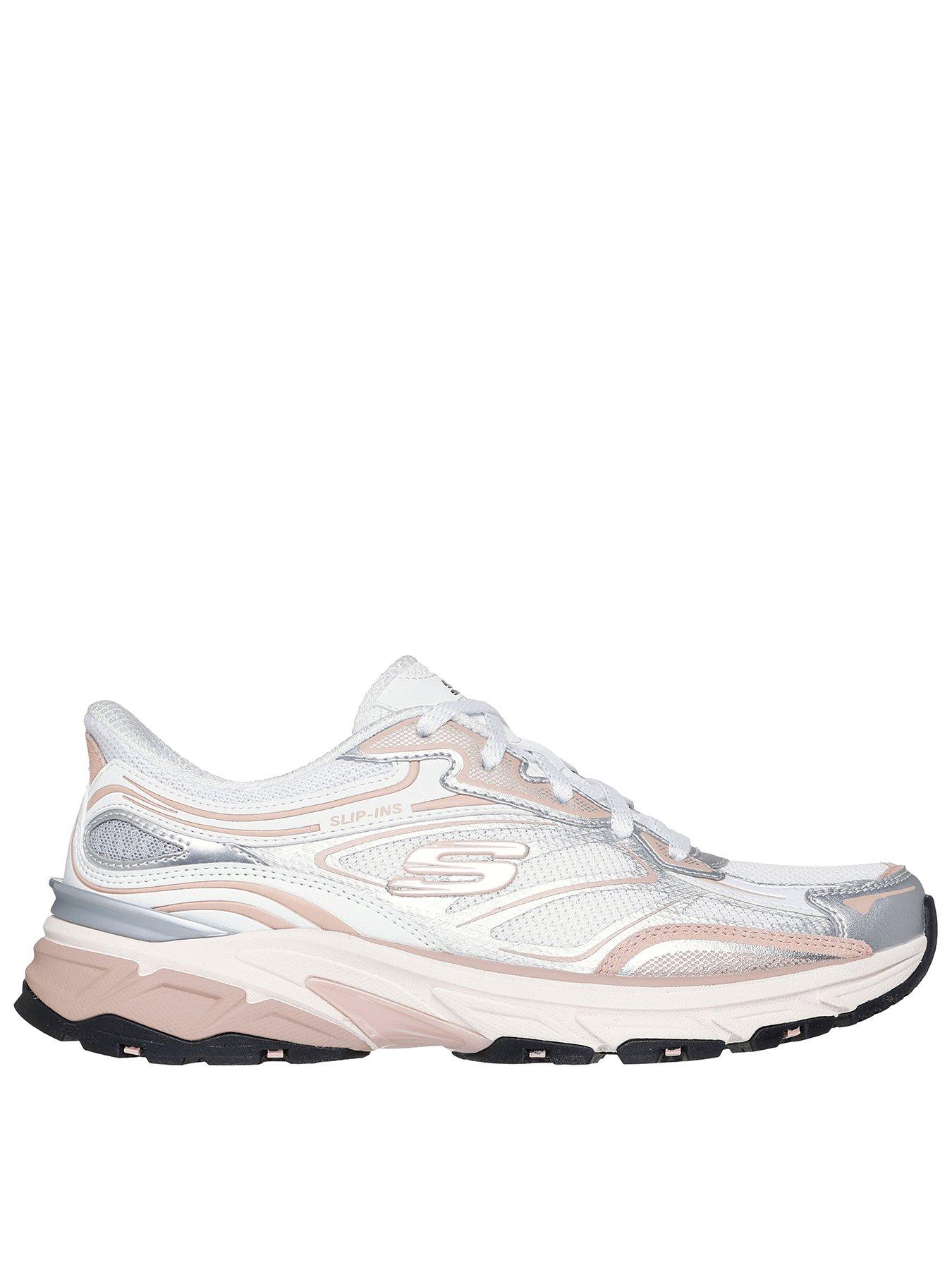 skechers-stamina-sport-lace-up-slip-ins-trainer-silver-duraleather