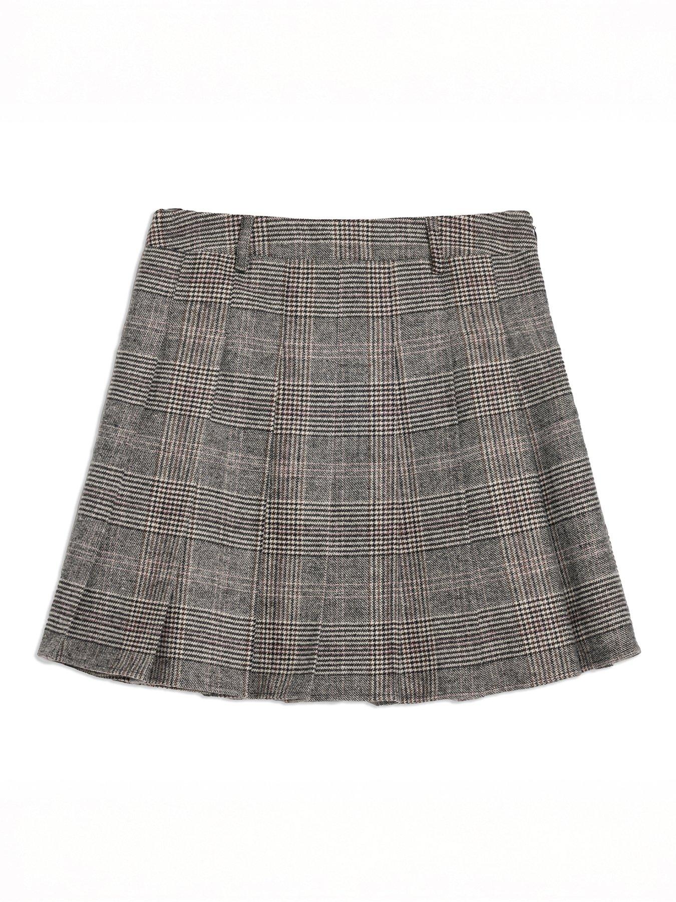 albaray-check-mini-skirt-greydetail