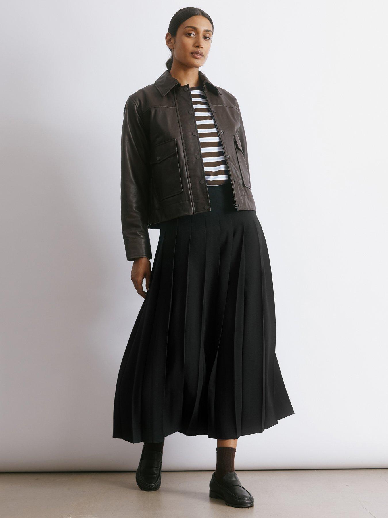 Albaray Black Pleated Midi Skirt