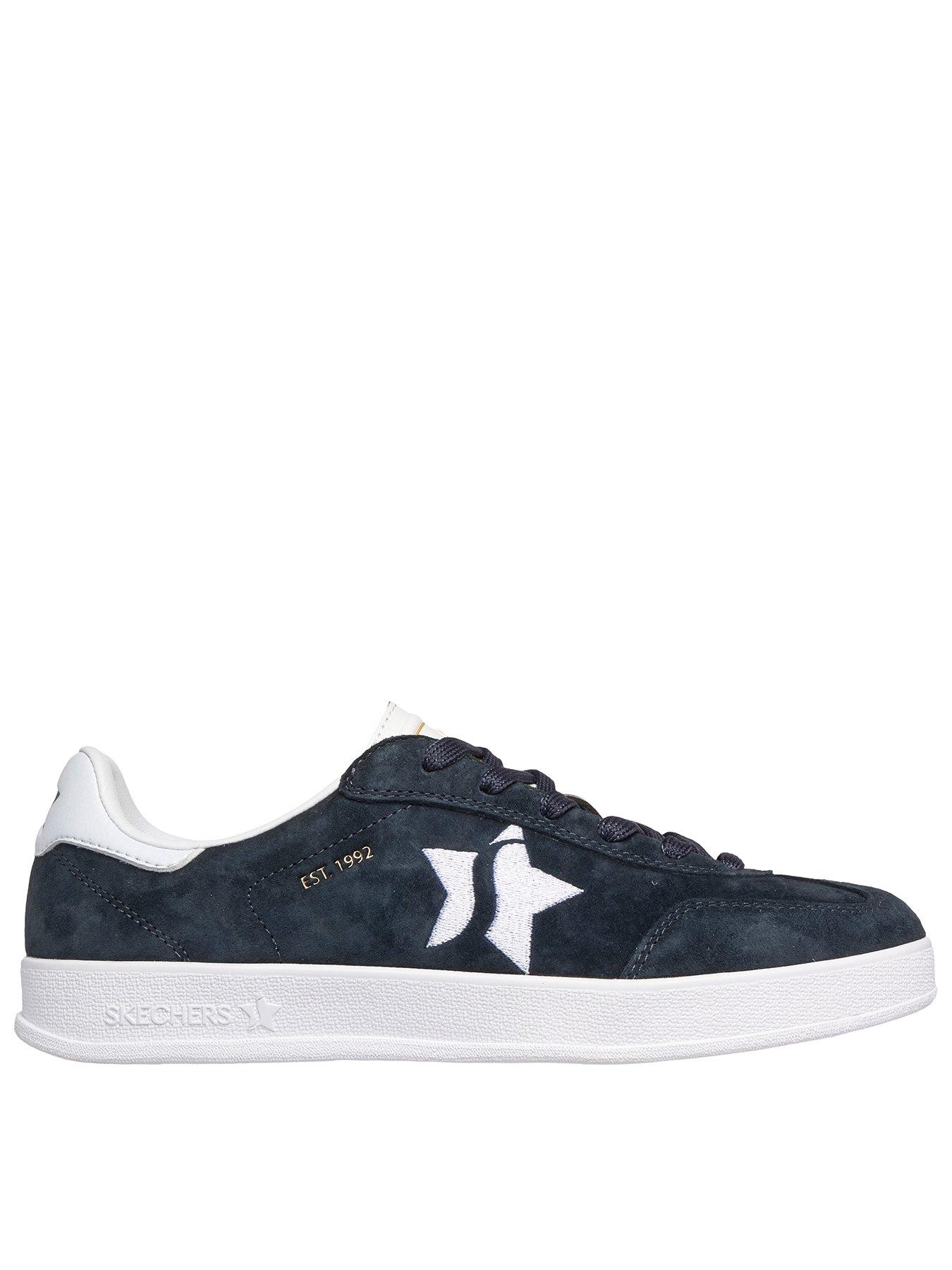 Skechers Academy Court Charm Suede Overlay Lace-Up Trainer - Navy