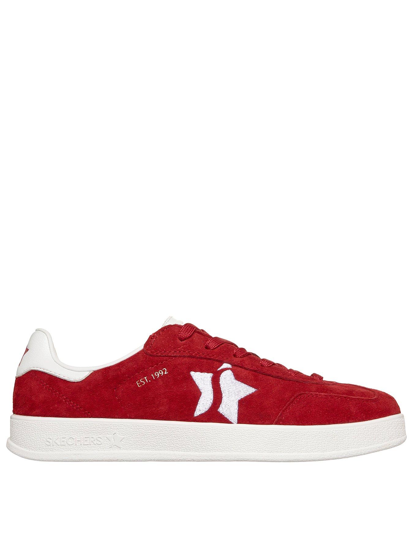 Skechers Academy Court Charm Suede Overlay Lace-Up Trainer - Red