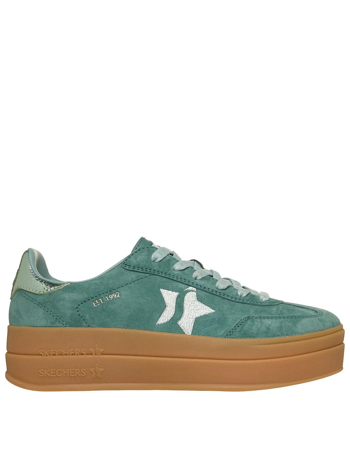 Skechers Academy Hi Elevated Essence Suede Overlay Lace-Up Trainer - Green