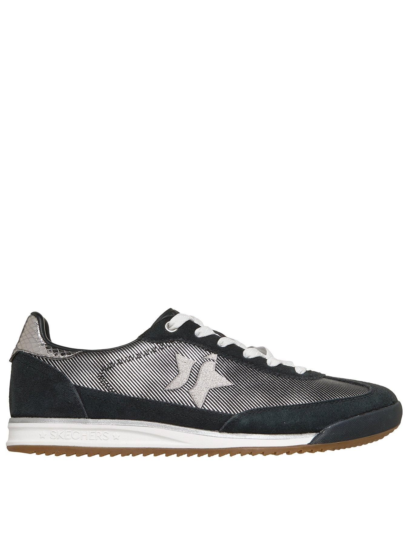 Skechers Skx 92 Perfectly Shimmer Textile Suede Trainer - Black