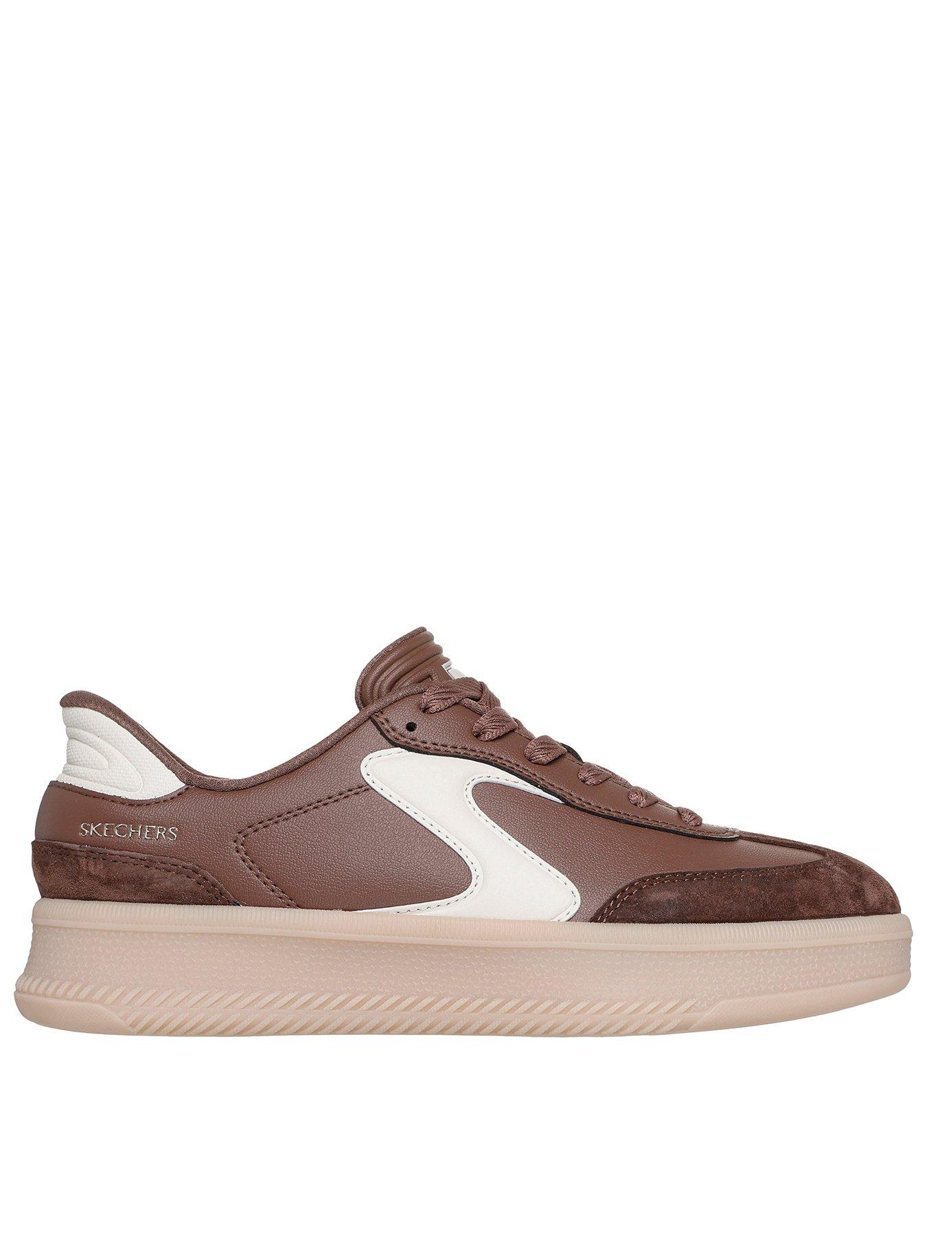 Skechers Hotshot Hi Lifted Luxe Duraleather Lace-up Slip-ins Trainer - Brown Duraleather