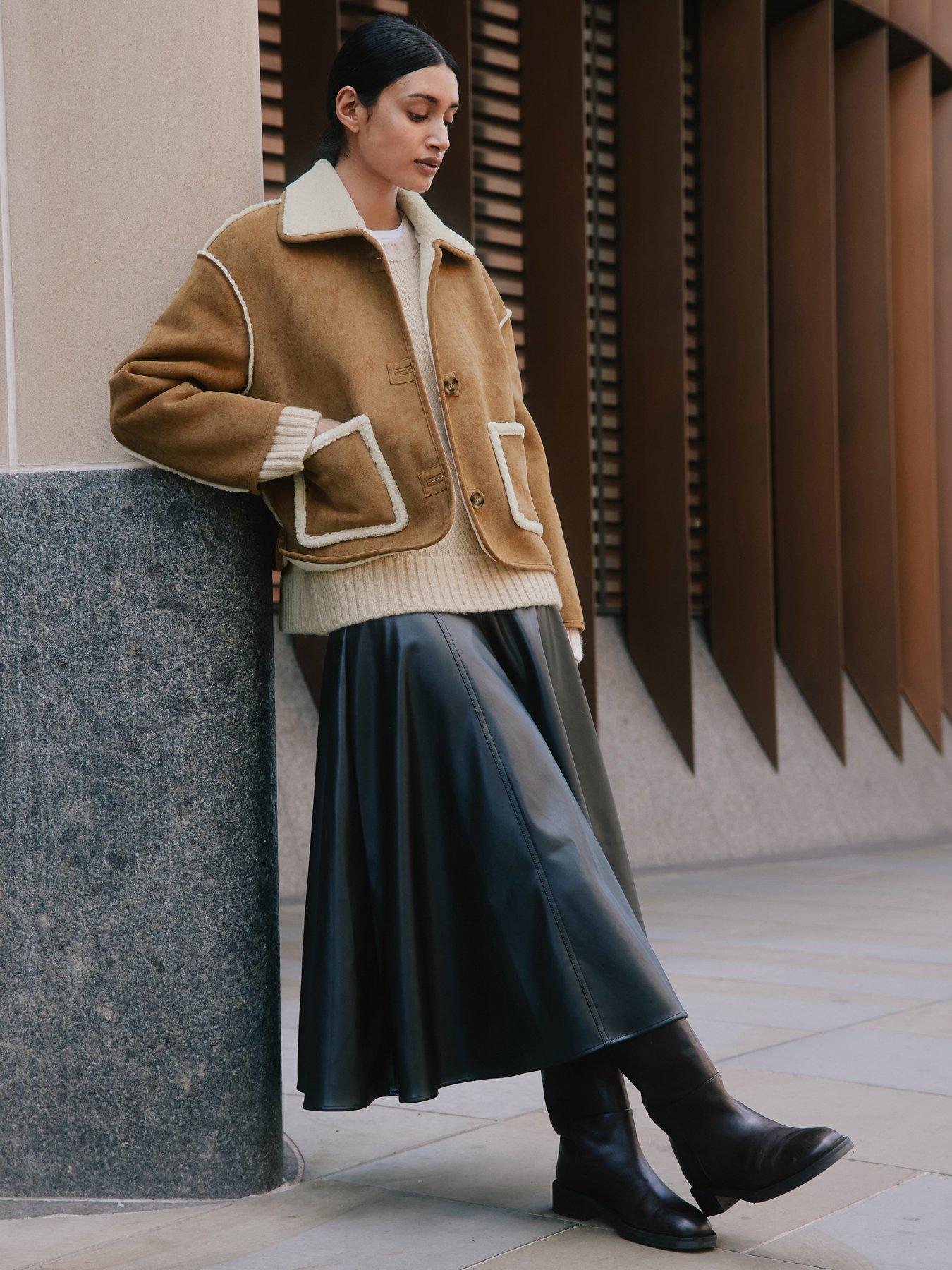 albaray-faux-sheepskin-jacket-brown