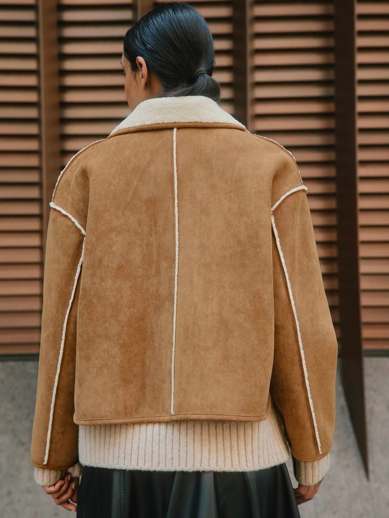 albaray-faux-sheepskin-jacket-brownstillFront