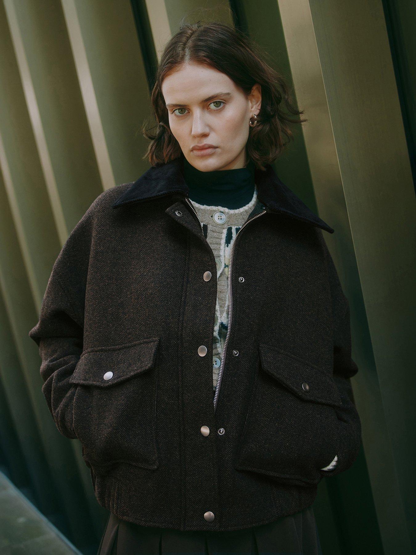 albaray-removeable-collar-flannel-jacket-brown