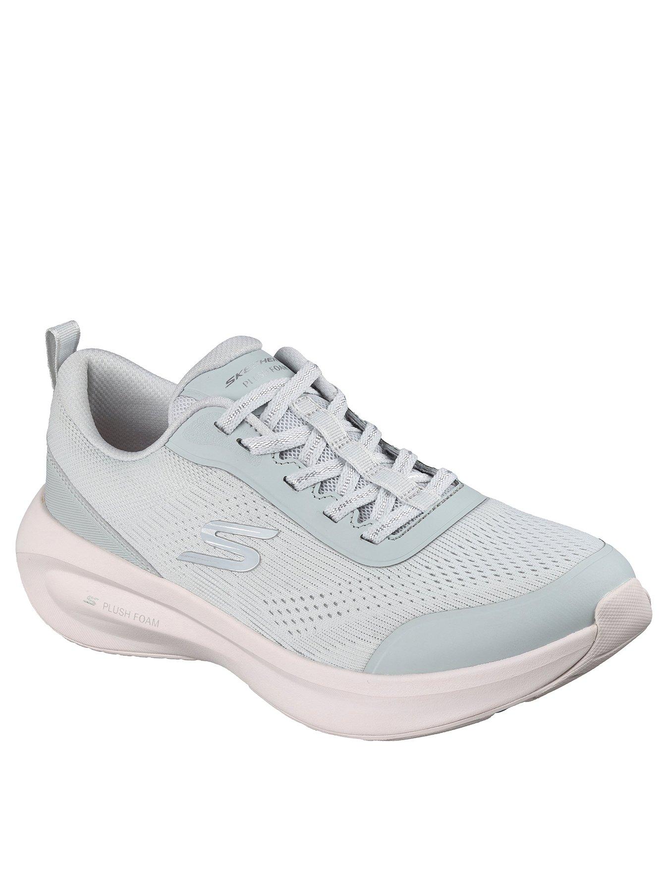 skechers-plush-foam-lace-up-trainer-light-grey-meshstillFront